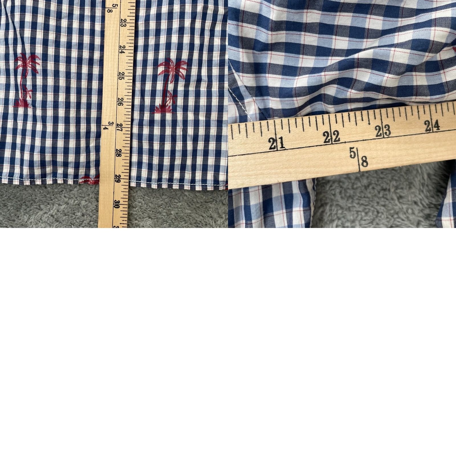 Tommy Bahama Tommy Bahama Shirt Mens Medium Blue Plaid Palm Tree Print Cotton Button Down Shirt Size US M / EU 48-50 / 2 - 8 Thumbnail