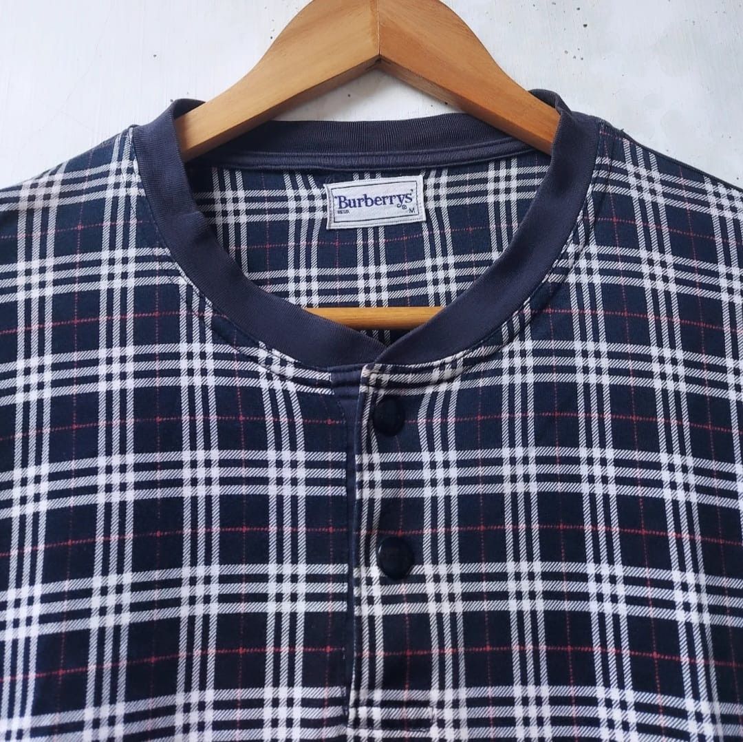 Burberry × Burberry Prorsum × Vintage Vtg Burberrys Novacheck Navy Half Button Sweatshirt Size US M / EU 48-50 / 2 - 6 Thumbnail