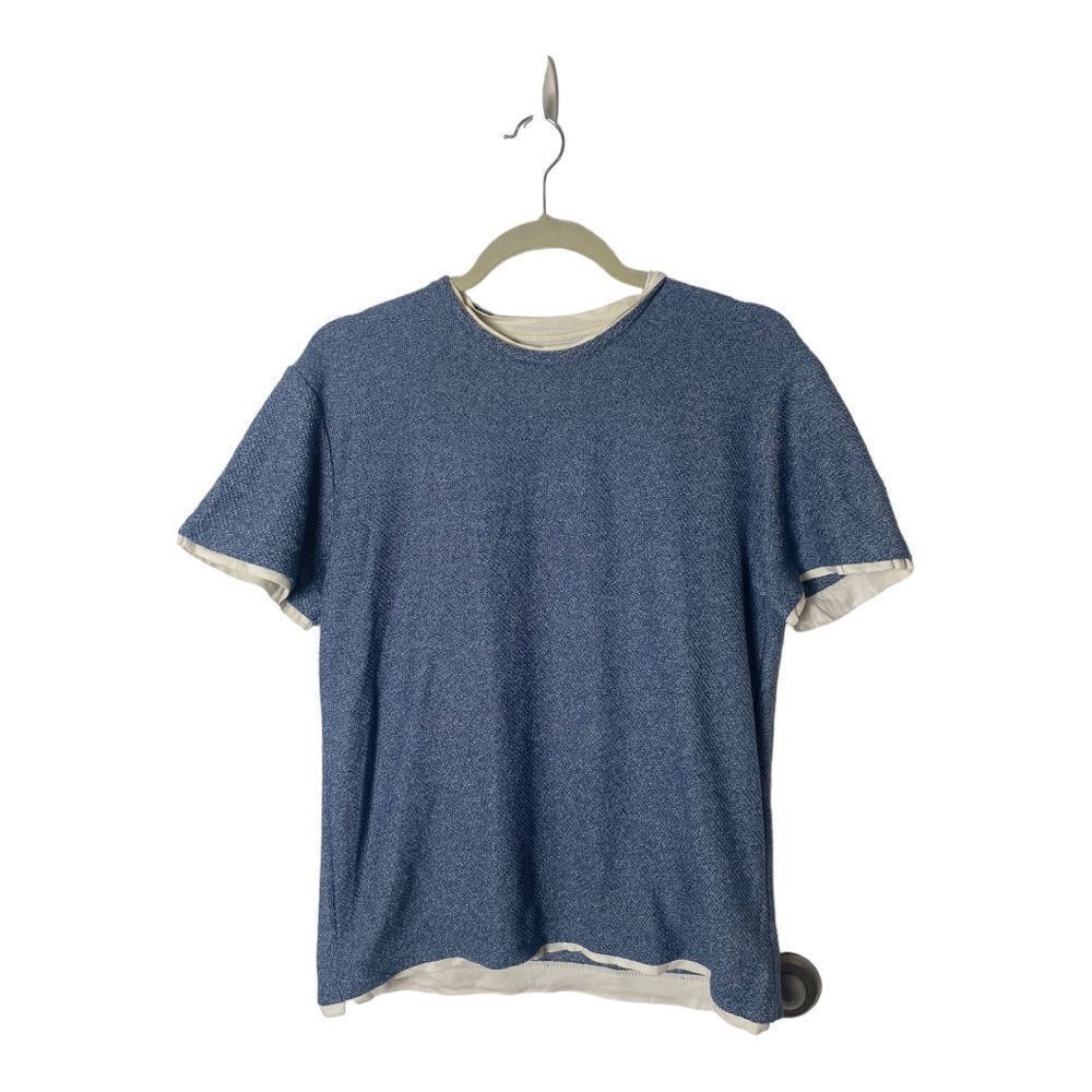 Zara Zara Women’s Blue Heather Short Sleeve Layered T-Shirt Size Size S / US 4 / IT 40 - 1 Thumbnail