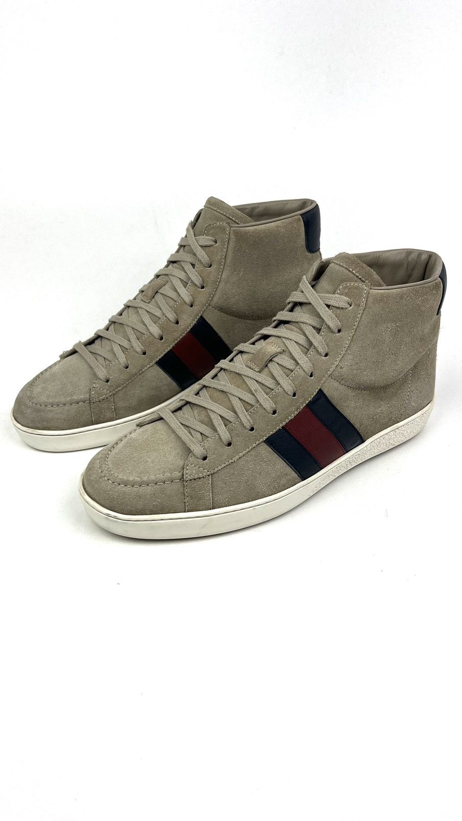 Gucci GUCCI Sneakers Suede Hi Top Shoes Web Stripe Logo Baige Mens Size US 7.5 / EU 40-41 - 2 Thumbnail