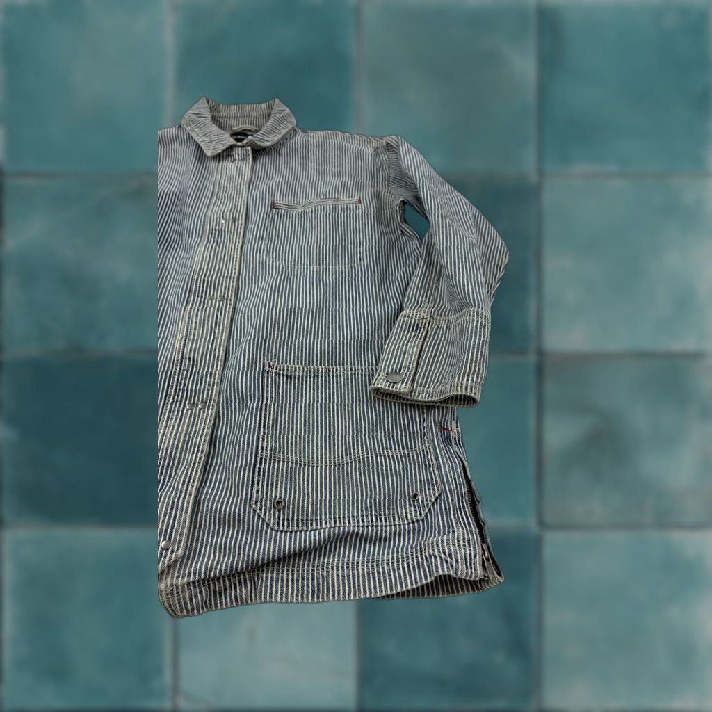 Bdg BDG Jacket Womens Large Blue Stripe Denim Chore Workwear Zip Pockets Cotton Size L / US 10 / IT 46 - 1 Thumbnail