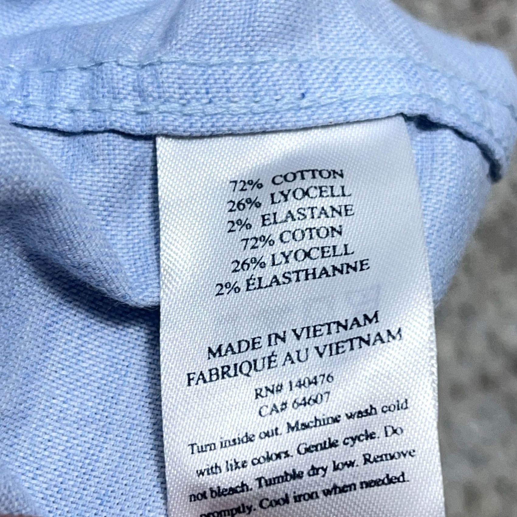 Faherty Faherty Shirt Men XL Light Blue Button Up Pocket Cotton Lyocell Blend Camp Dress Size 46R - 6 Thumbnail
