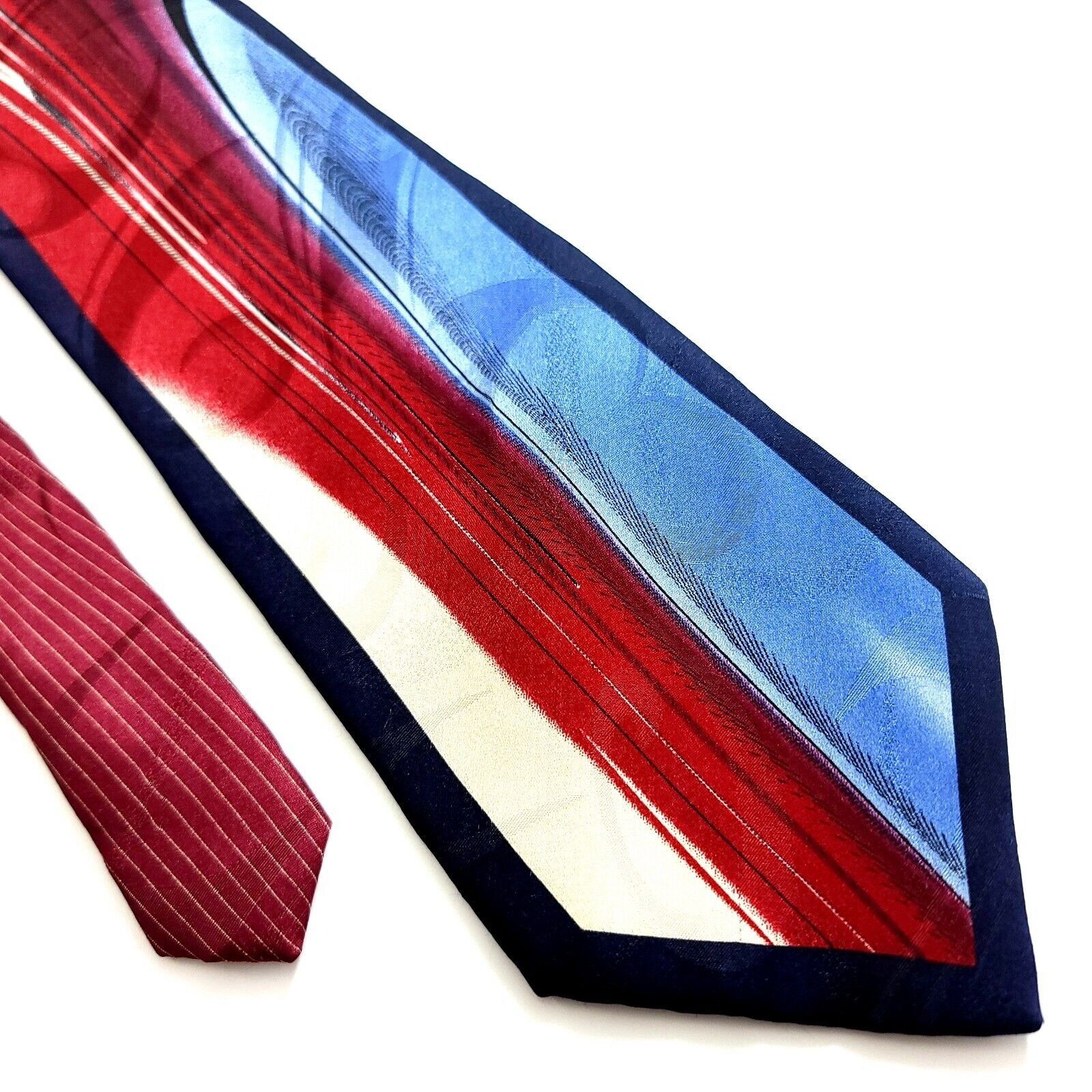 Stacy Adams Stacy Adams Abstract Print Blue Red Wide Silk Tie Size ONE SIZE - 1 Thumbnail