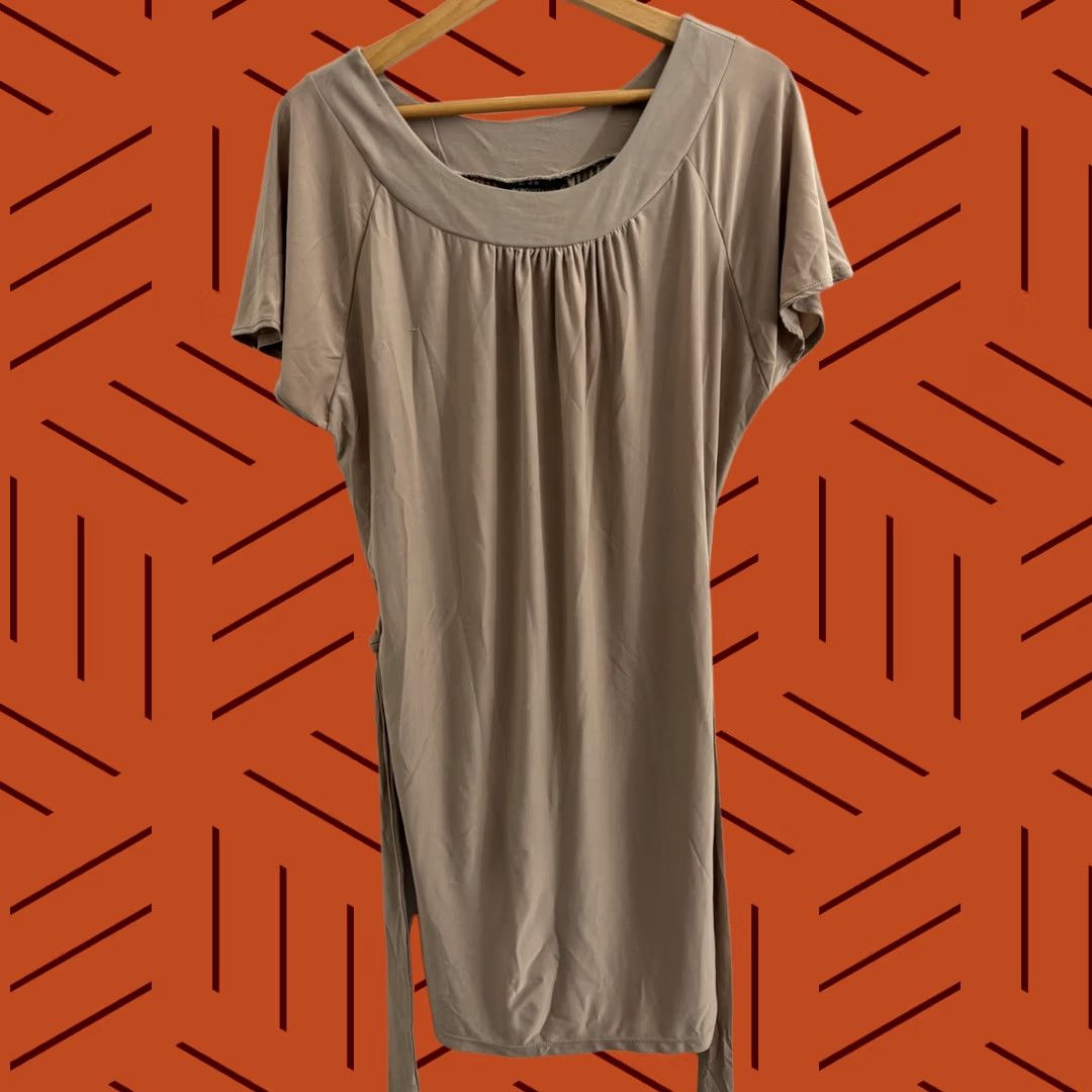 Bcbgmaxazria BCBGMAXAZRIA Beige Cap Sleeve Mini Dress Belted Pullover Stretchy Size XS Size XS / US 0-2 / IT 36-38 - 1 Thumbnail
