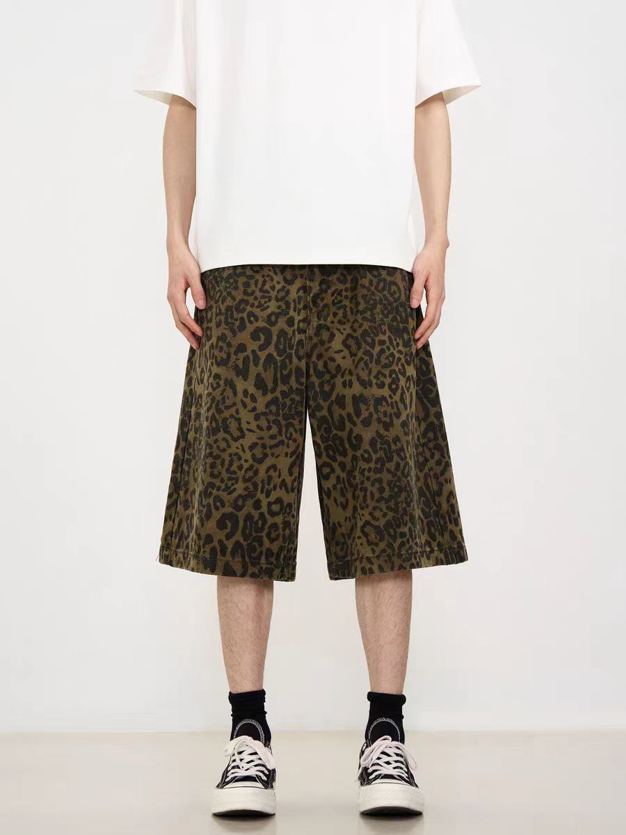 Japanese Brand × Vintage baggy vintage leopard print casual denim shorts Size US 29 - 4 Thumbnail