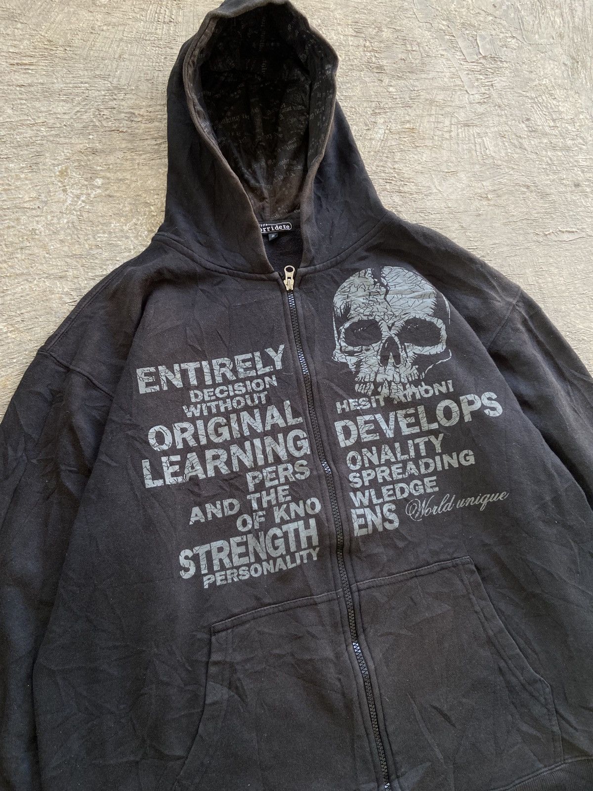 14th Addiction 2000s Sorridere - Vkei Style Poem Skull Zip Hoodie Size US XL / EU 56 / 4 - 2 Thumbnail