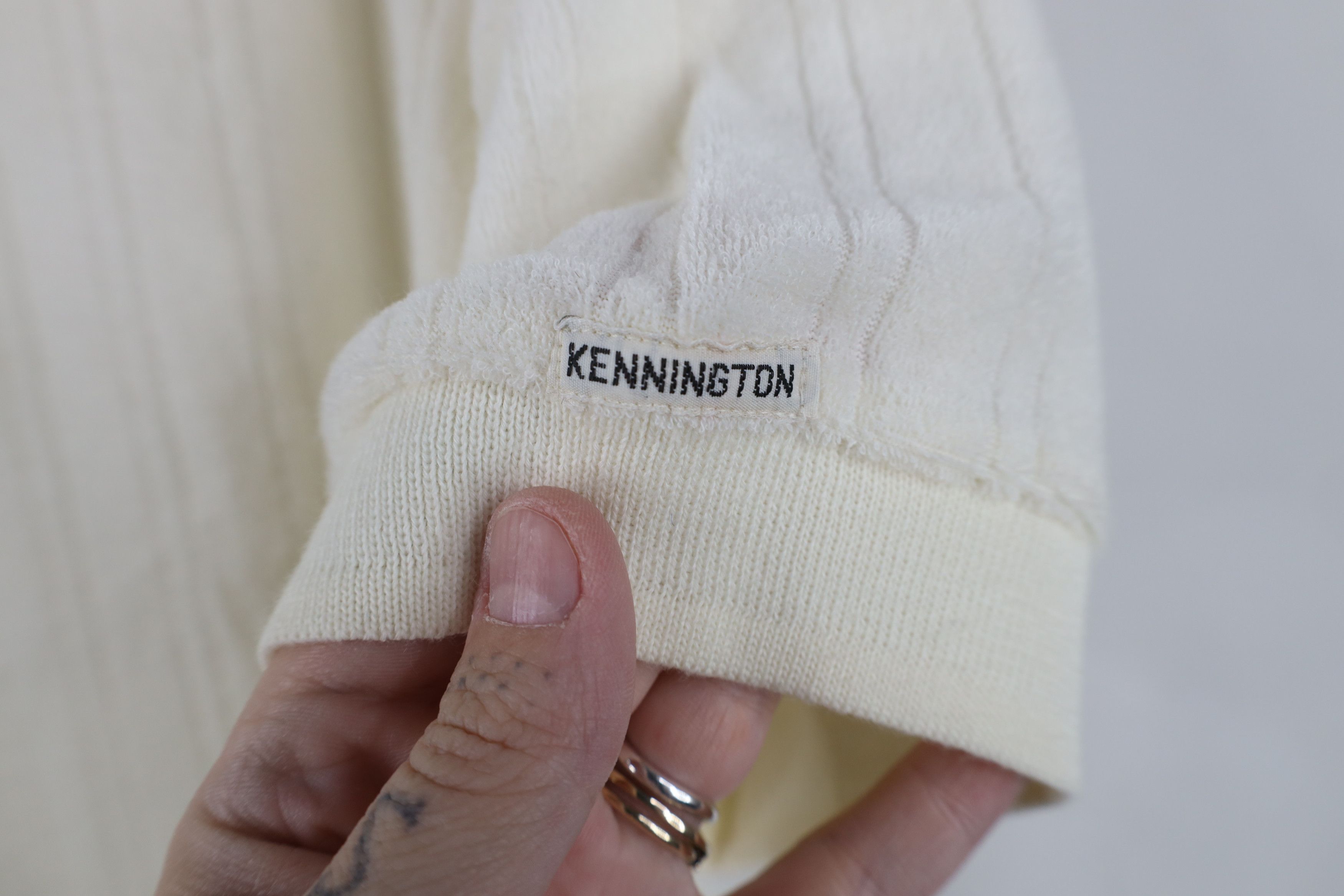 Vintage Vintage 70s Streetwear Terry Cloth Collared Polo Shirt Cream Size US L / EU 52-54 / 3 - 4 Thumbnail