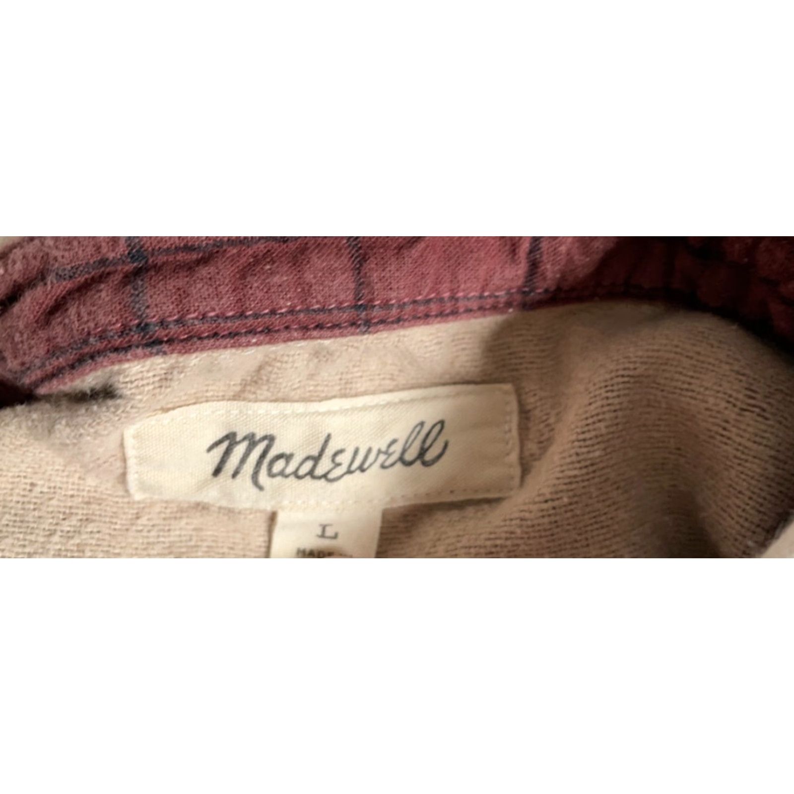 Madewell VINTAGE Madewell Quilted Rugby Shirt Men’s Large Dark Red Check Polo Long Sleeve 100% Cotton Retro 90s Preppy Womens? Size US L / EU 52-54 / 3 - 3 Thumbnail