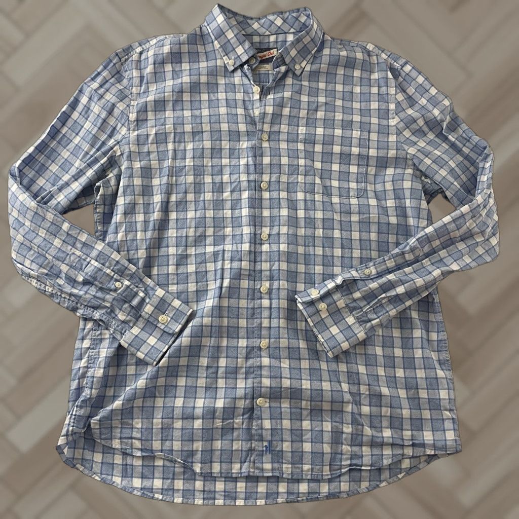 johnnie-O johnnie-O Plaid Long Sleeve Shirt Men Large Blue Button-Up Cotton Size US L / EU 52-54 / 3 - 1 Thumbnail