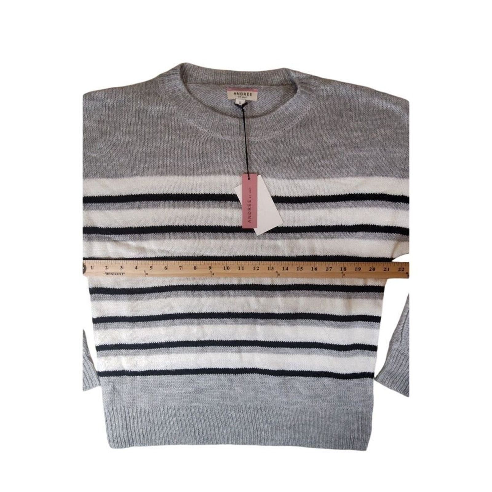 & Other Stories Andree By Unit Sweater Striped Gray White Black Womens Small Size S / US 4 / IT 40 - 4 Thumbnail