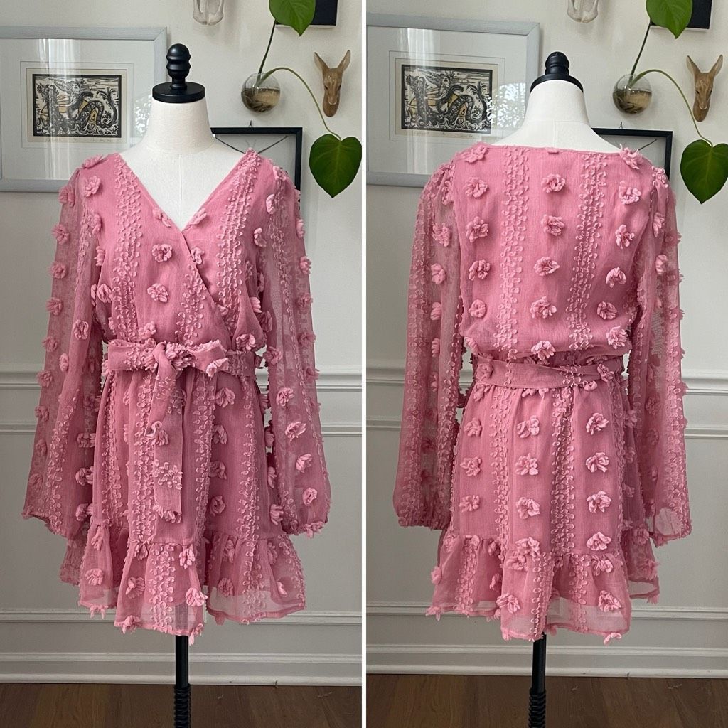 Other A.Calin Flying Tomato Pink Long Sleeve Pom Pom Mini Dress L Size L / US 10 / IT 46 - 1 Thumbnail