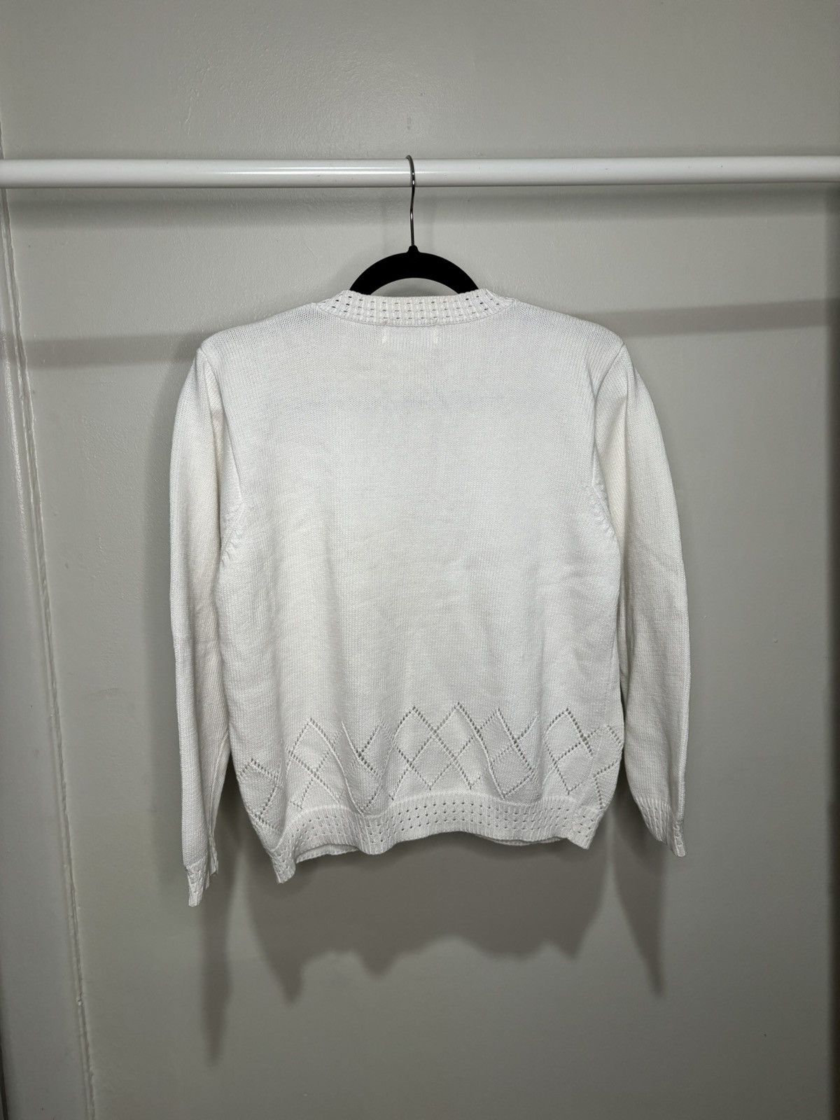 Vintage Vintage 1990s White Boxy Knit Cardigan Sweater Size S / US 4 / IT 40 - 5 Thumbnail