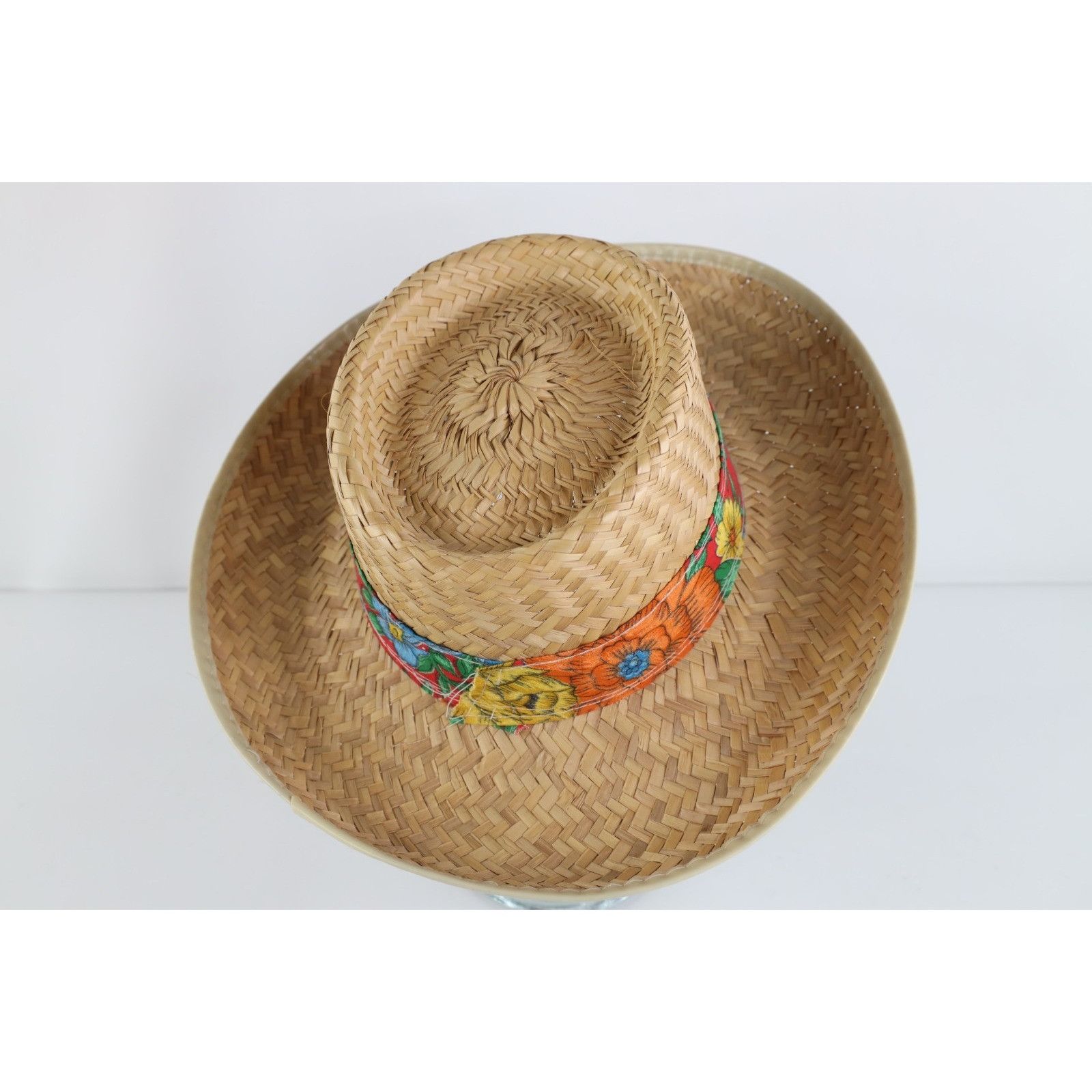 Vintage Vintage 90s Streetwear Floral Flower Band Woven Straw Hat Size ONE SIZE - 4 Thumbnail