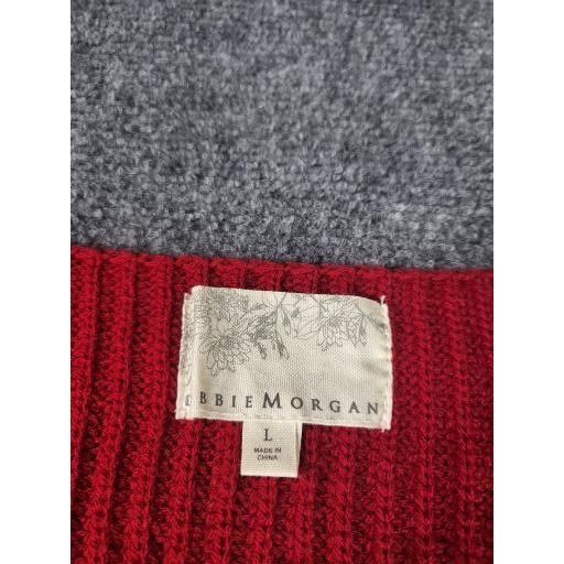 Other Debbie Morgan Red Pullover Rib Sweater Sz L Elbow Patches LS Size L / US 10 / IT 46 - 6 Thumbnail