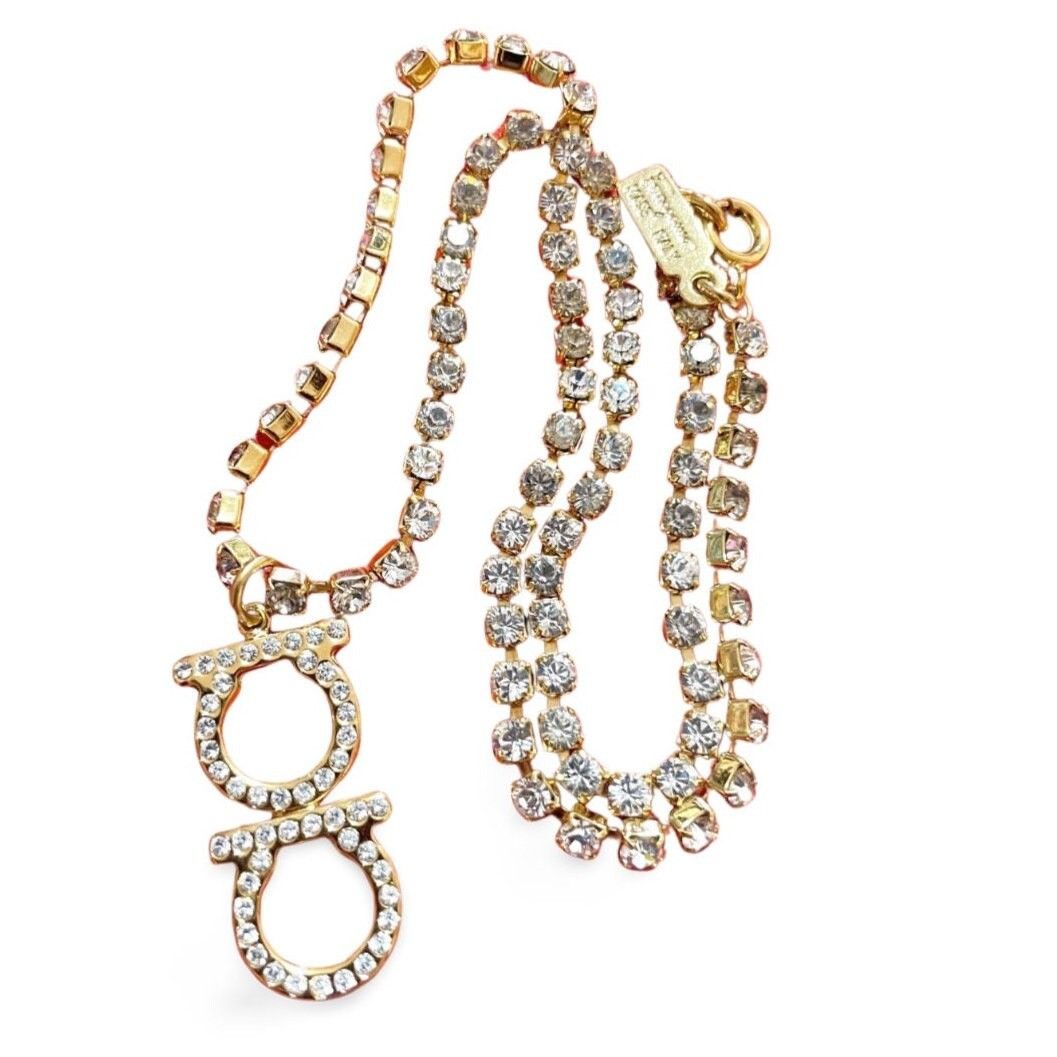 Salvatore Ferragamo MINT. Vintage Salvatore Ferragamo crystal gancini necklace. Size ONE SIZE - 7 Thumbnail