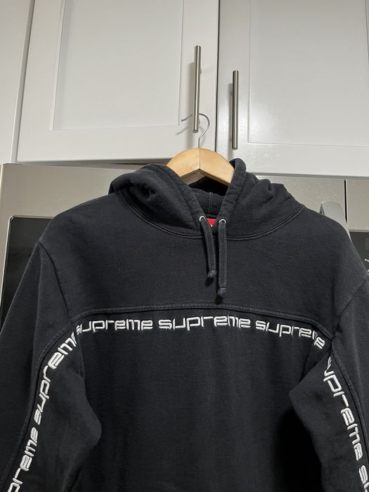 Supreme Supreme Text Stripe Hooded Sweatshirt Hoodie Size Medium