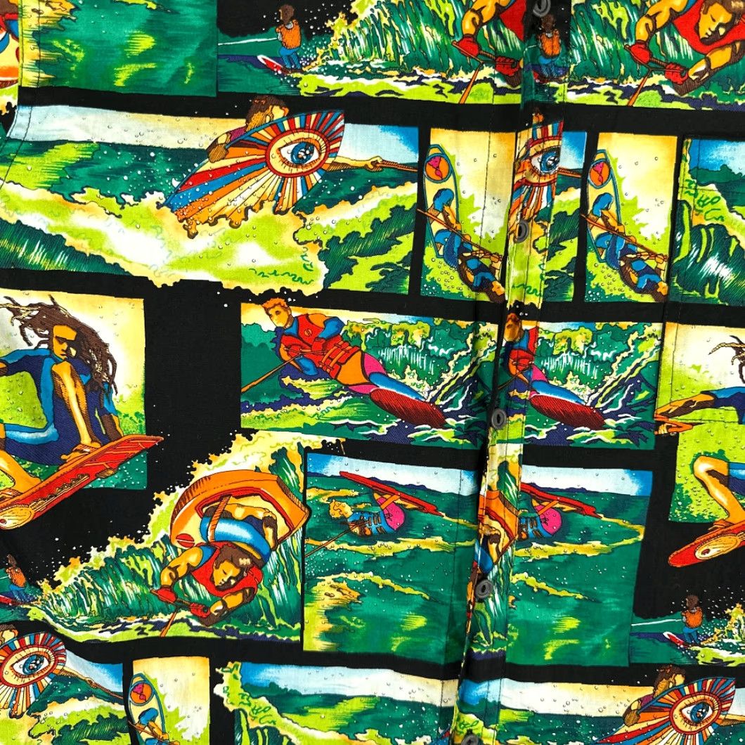 Nicole Miller VINTAGE Nicole Miller Hawaiian Shirt Womens EXTRA LARGE Green Black Surfing Water Sports Size XL / US 12-14 / IT 48-50 - 4 Thumbnail