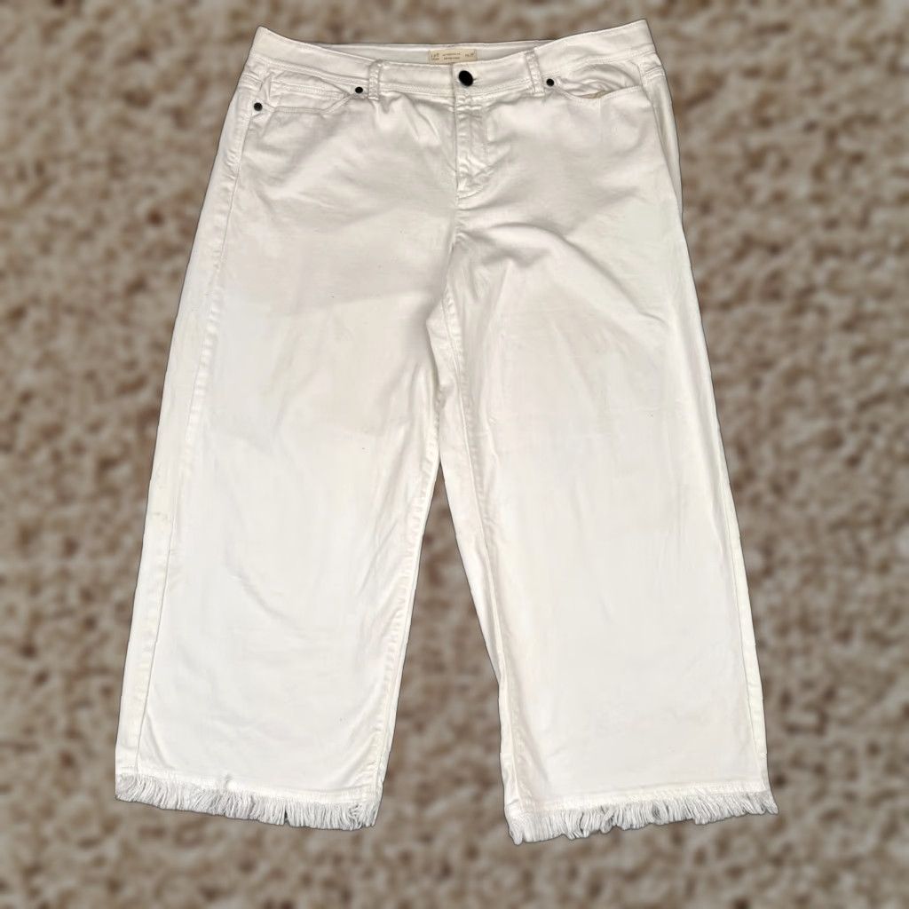J. Jill J. Jill Jeans Women 14 White Denim Capri Raw Hem Authentic Fit Cotton Blend 36x24 - Regular Jeans - Kid? Size 36" / US 14 / IT 50 - 1 Thumbnail
