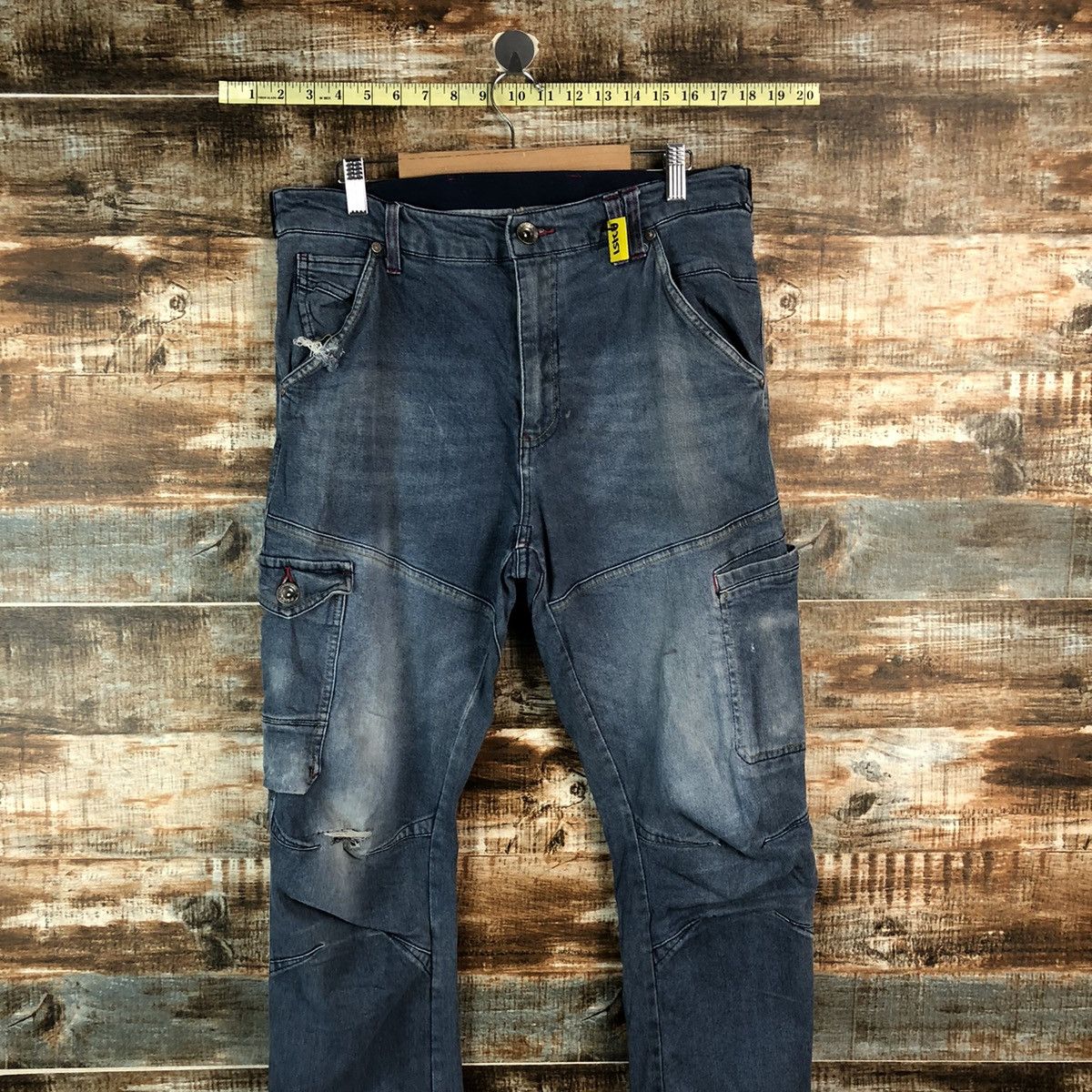 Japanese Brand Field Core Blue Distressed ripped Denim Pants #A2151 Size US 34 / EU 50 - 2 Thumbnail