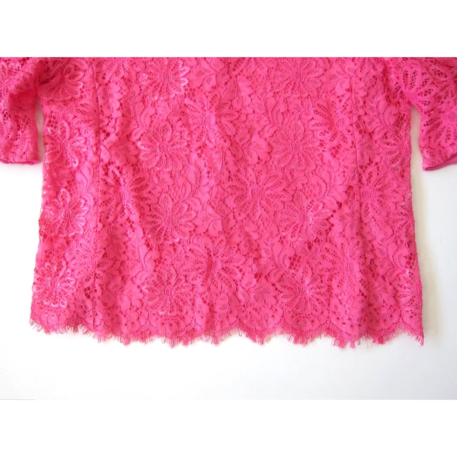 Nanette Lepore Nanette Lepore Neon Pink Crochet Knit Floral Flare Sleeve Tunic Blouse Top S Pink Women Blouse Floral Tunic 60% cotton 30% nylon 10% rayon M Size S / US 4 / IT 40 - 7 Thumbnail