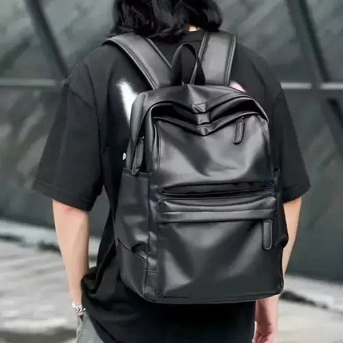 Leather Fashion waterproof faux leather backpack aesthetic Size ONE SIZE - 3 Thumbnail