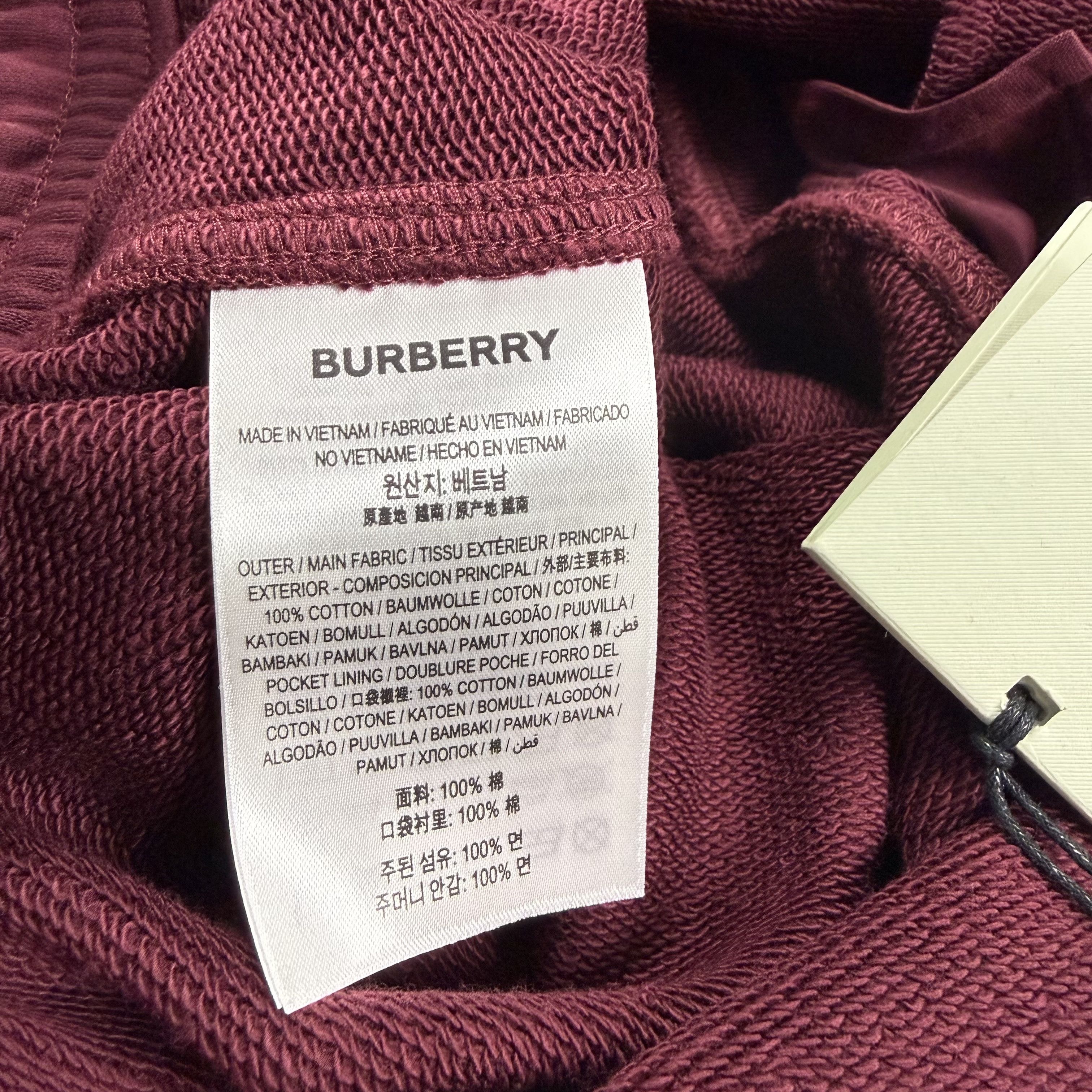 Burberry Burberry Mens Burgundy EKD Embroidered Cotton Sweat Shorts Size US 39 - 5 Thumbnail