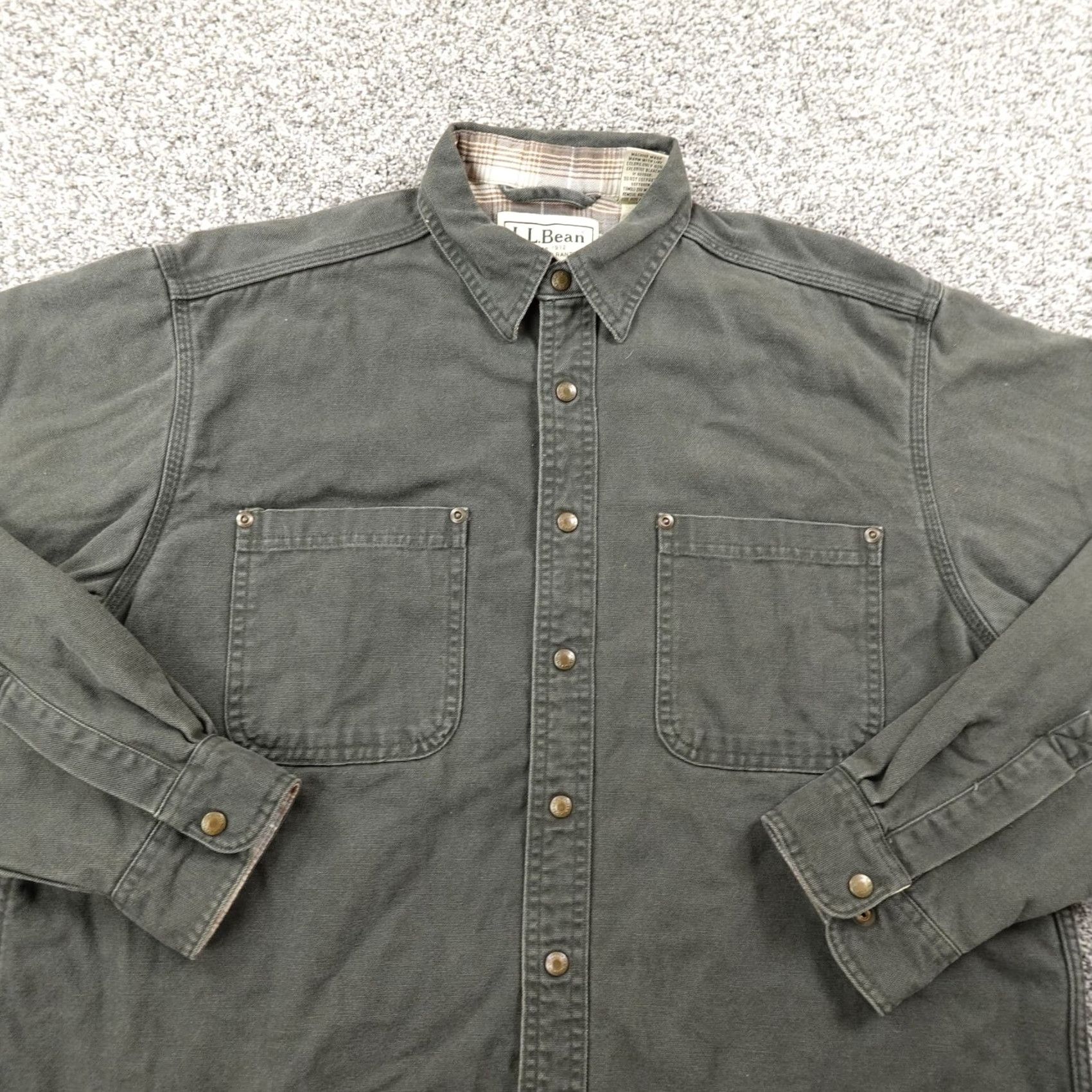 Vintage VINTAGE L.L.Bean Jacket Mens L Green Canvas Barn Chore Coat Overcoat Work USA Size US L / EU 52-54 / 3 - 3 Thumbnail