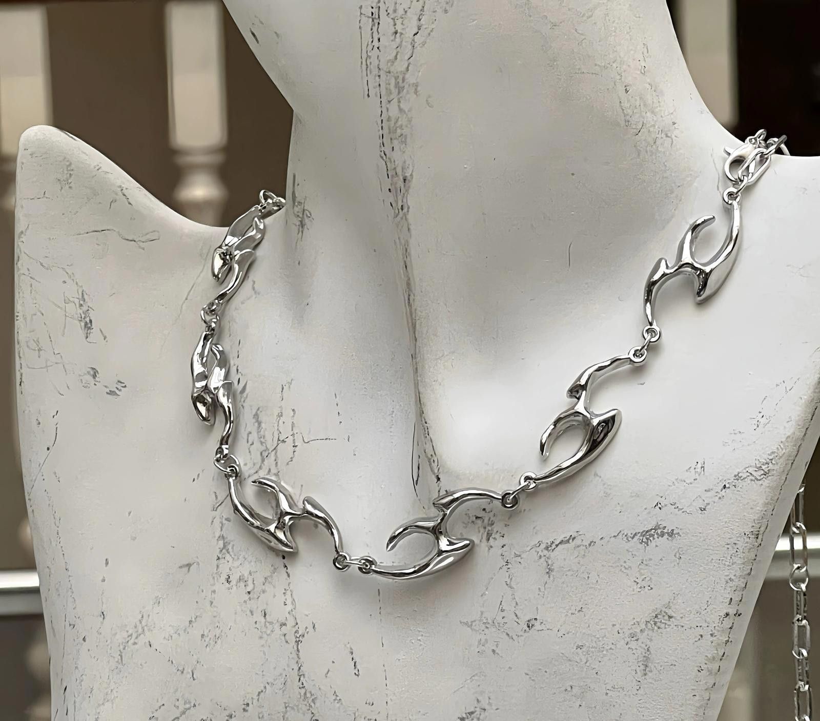 Jewelry Silver Chunky Chain Link Necklace, Modern Necklace Size ONE SIZE - 4 Thumbnail