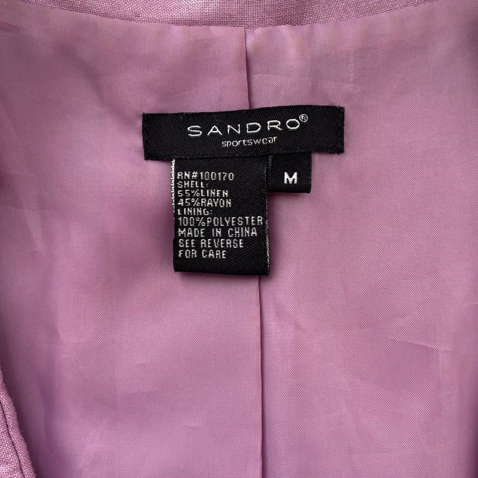 Other Sandro Lilac Linen Blend Puff Sleeve Peplum Blazer Top Med Size M / US 6-8 / IT 42-44 - 3 Thumbnail
