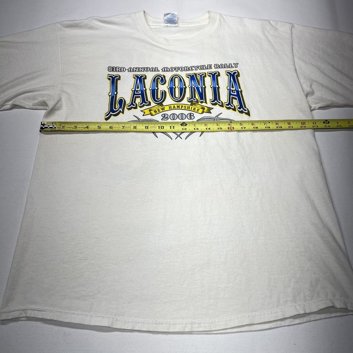 Vintage Laconia Motorcycle Rally Tee Shirt White Biker New Hampshire Size US XL / EU 56 / 4 - 17 Thumbnail