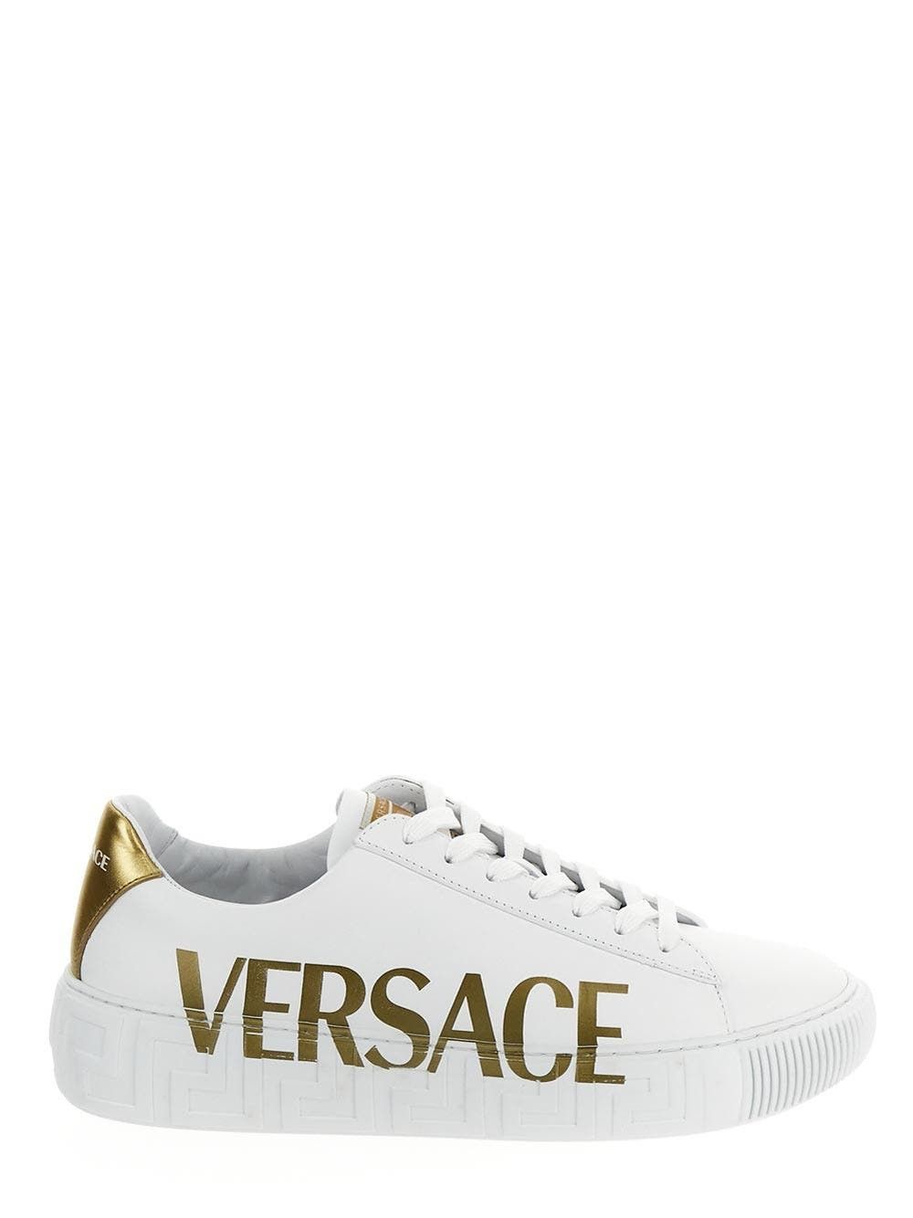 Versace o1y0425 Logo Low-Top Sneakers in White/Gold Size US 7 / EU 40 - 1 Thumbnail