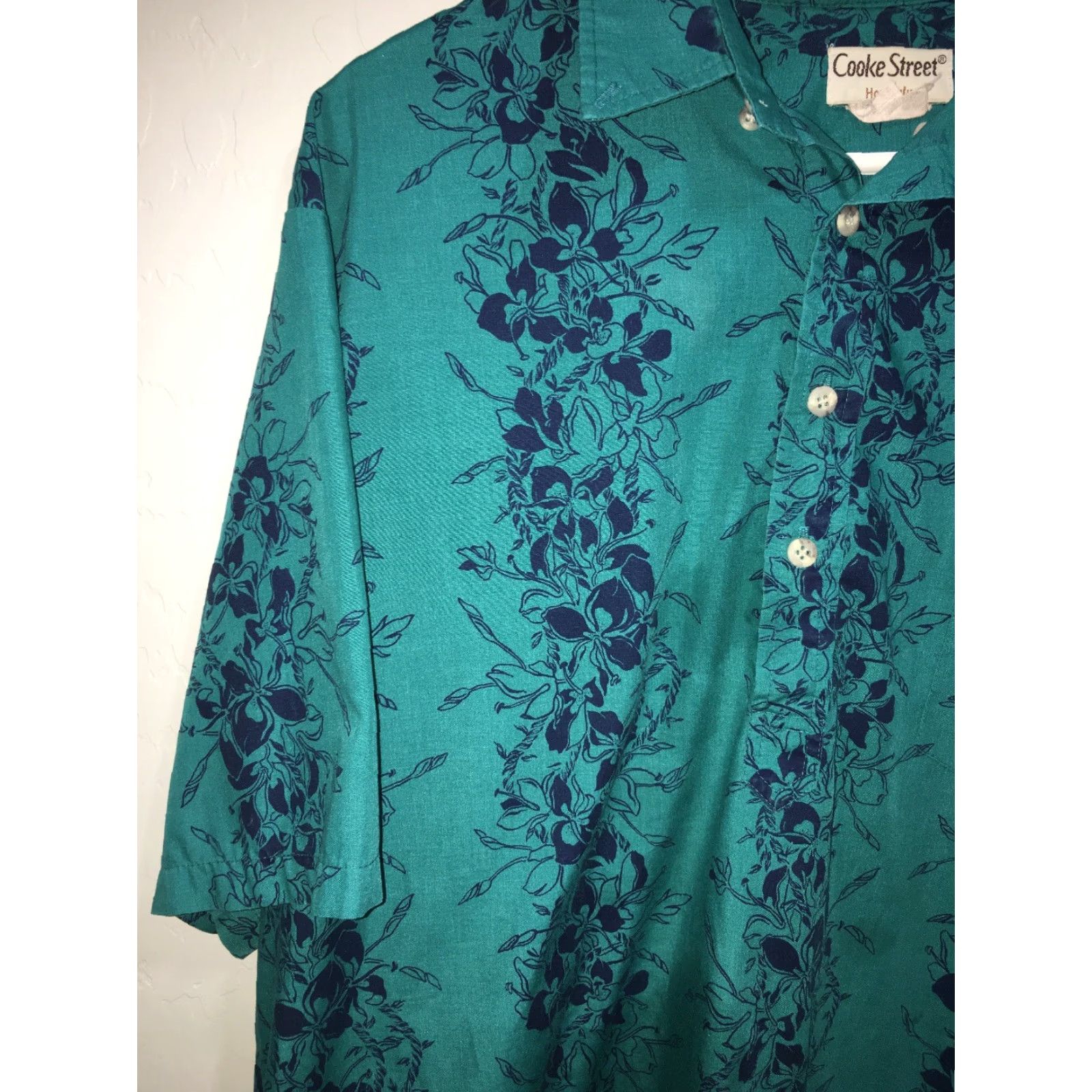 Vintage VINTAGE Cooke Street Honolulu Floral Mens Pocket Polo Shirt Size L Green Size US L / EU 52-54 / 3 - 3 Thumbnail