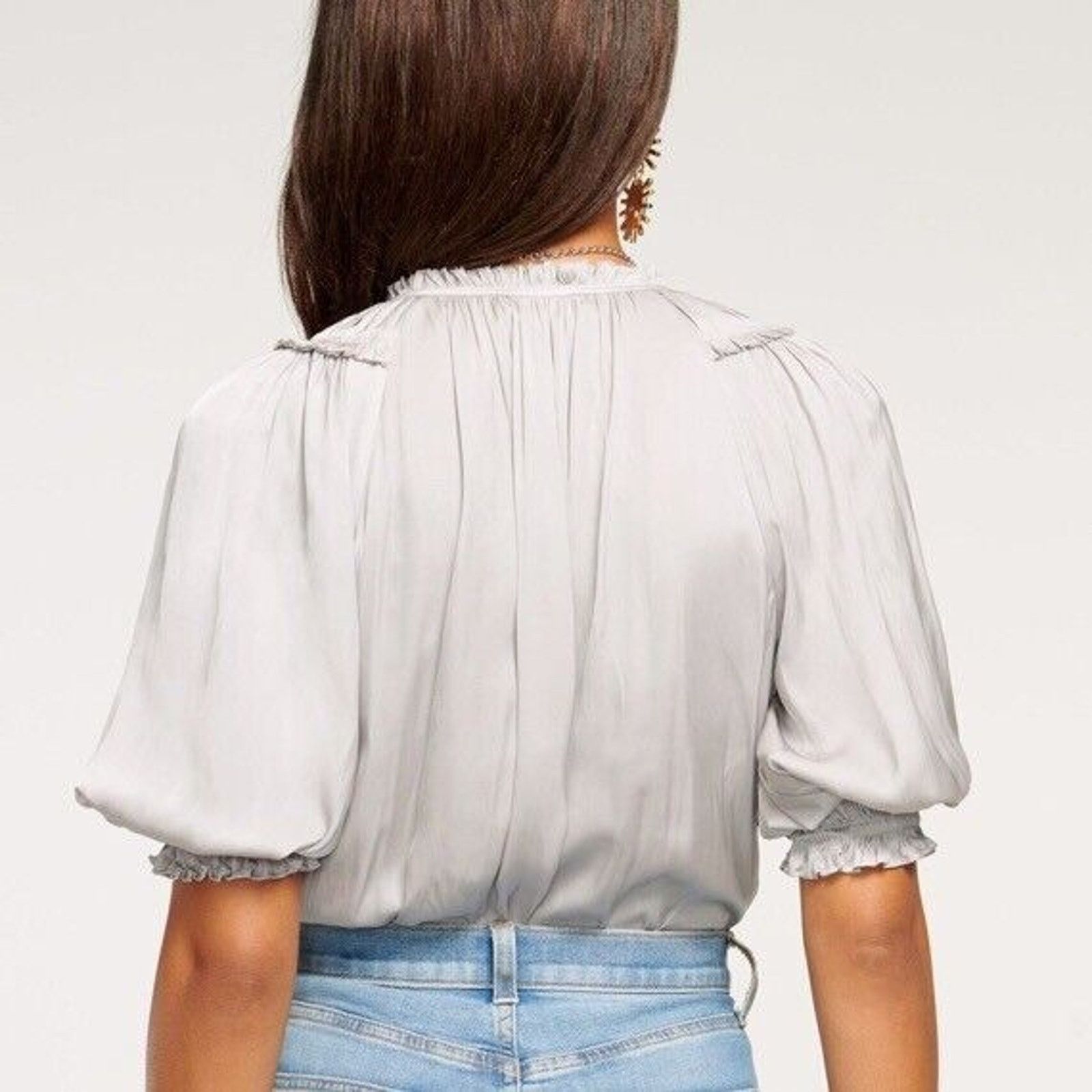 Ramy Brook RAMY BROOK VERSATILE PUFF SLEEVES BLOUSE CRISTAL GREY SZ XS Size XS / US 0-2 / IT 36-38 - 2 Thumbnail
