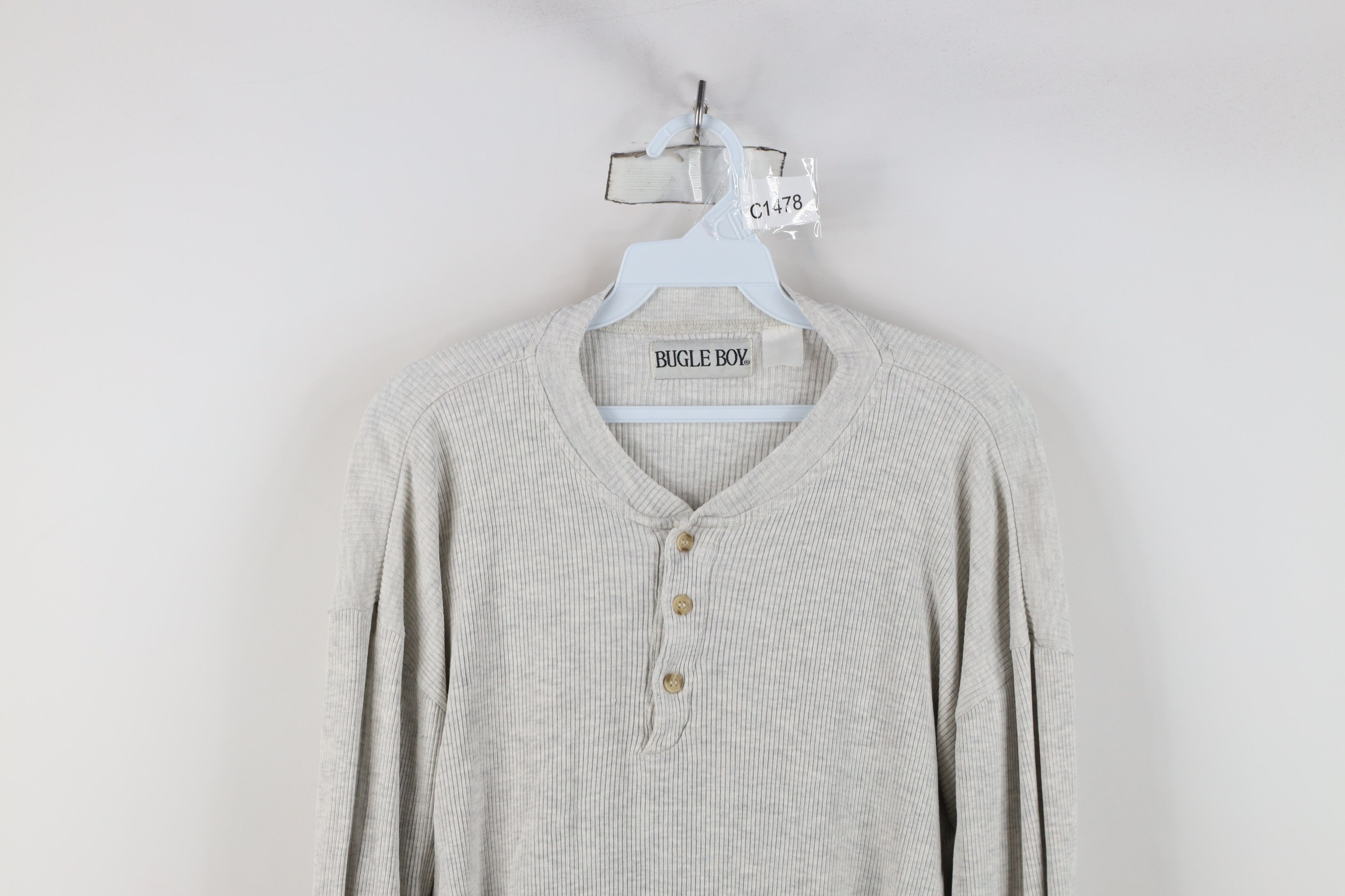 Vintage Vintage 90s Streetwear Knit Long Sleeve Henley T-Shirt Size US M / EU 48-50 / 2 - 2 Thumbnail