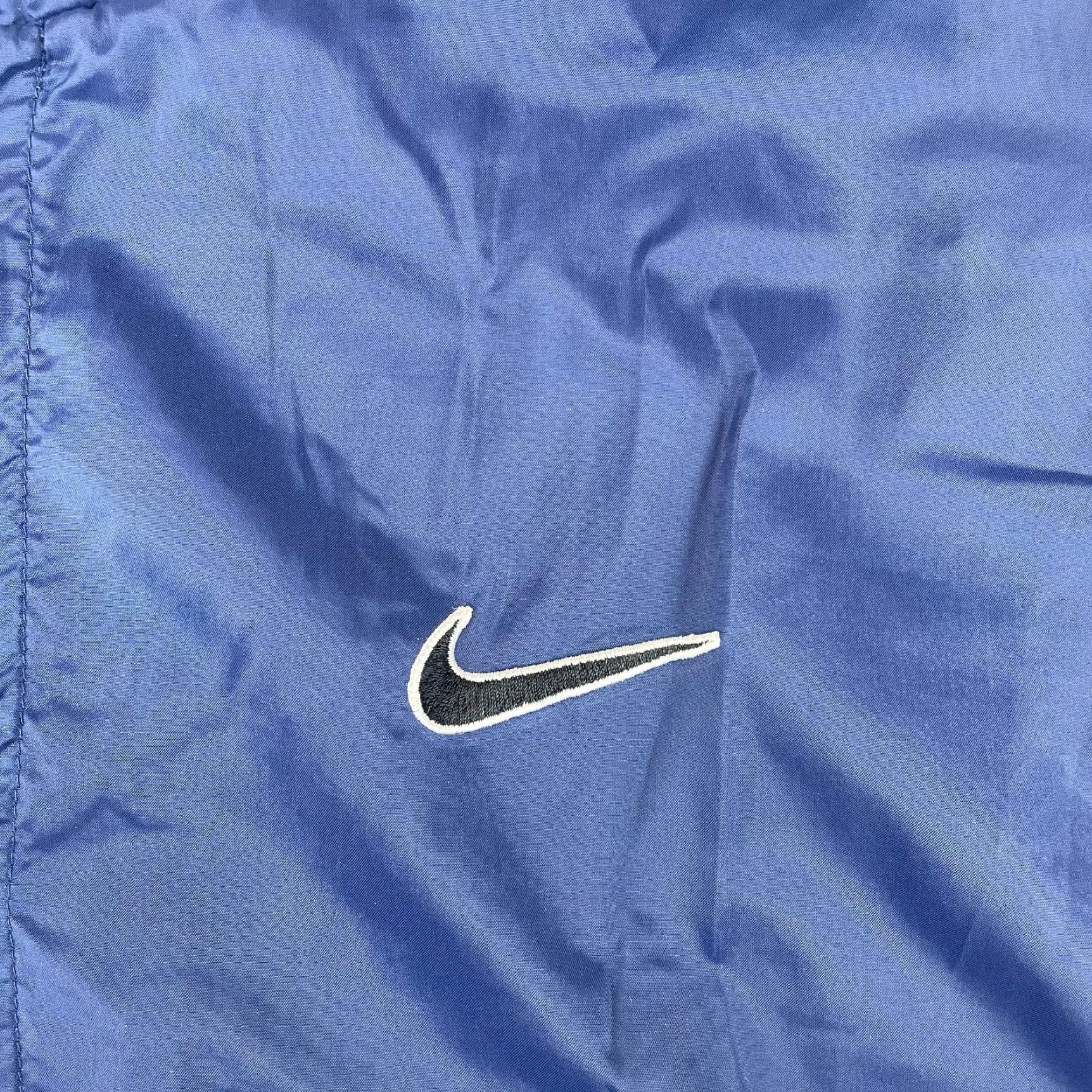 Nike VINTAGE Nike Jacket Men XL Blue Big Swoosh Nike Logo Fleece Lined Hooded Button Size US XL / EU 56 / 4 - 6 Thumbnail