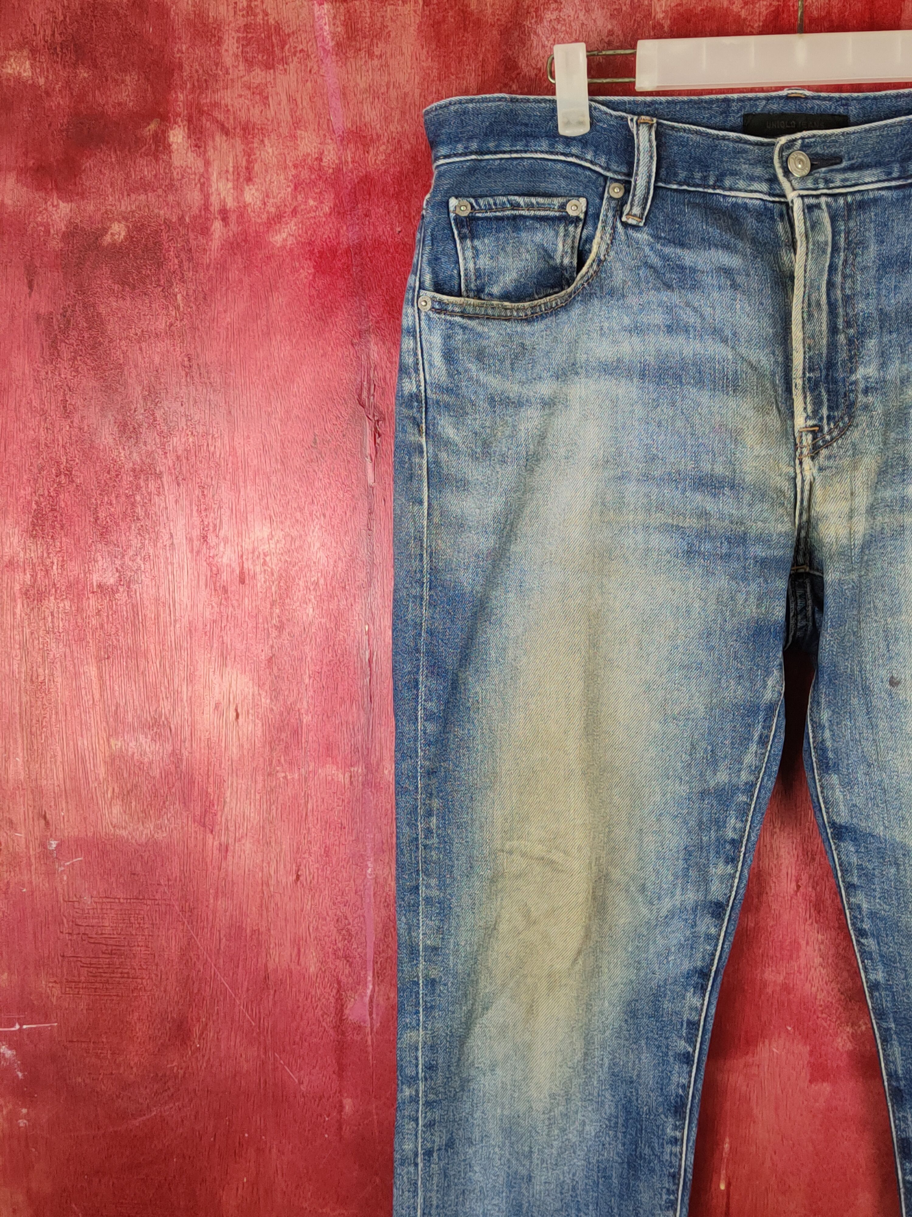 Japanese Brand Uniqlo Blue Distressed Ripped Jeans #S1638 Size US 34 / EU 50 - 3 Thumbnail