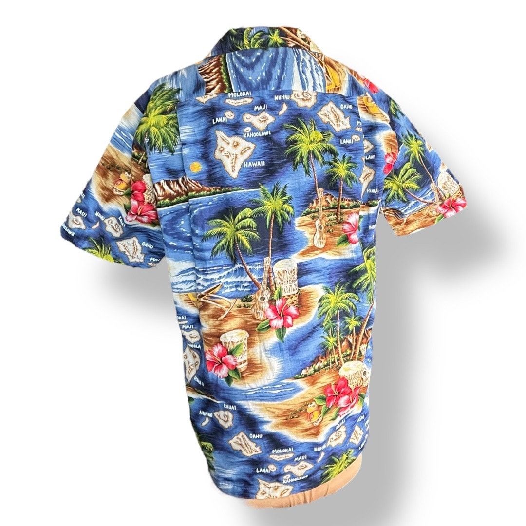 Vintage Vintage 90s RJC Hawaiian Shirt Island Map Print Blue Palm Size US L / EU 52-54 / 3 - 6 Thumbnail