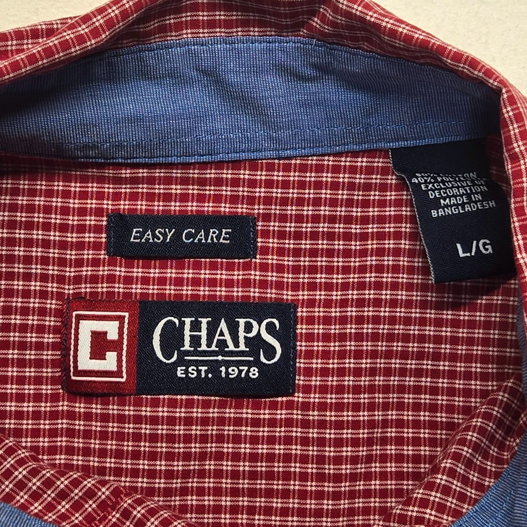 Chaps Chaps Shirt Button-Up Men’s L Red Check Long Sleeve Easy Care Logo Casual Shirt - Vintage? No Size US L / EU 52-54 / 3 - 3 Thumbnail
