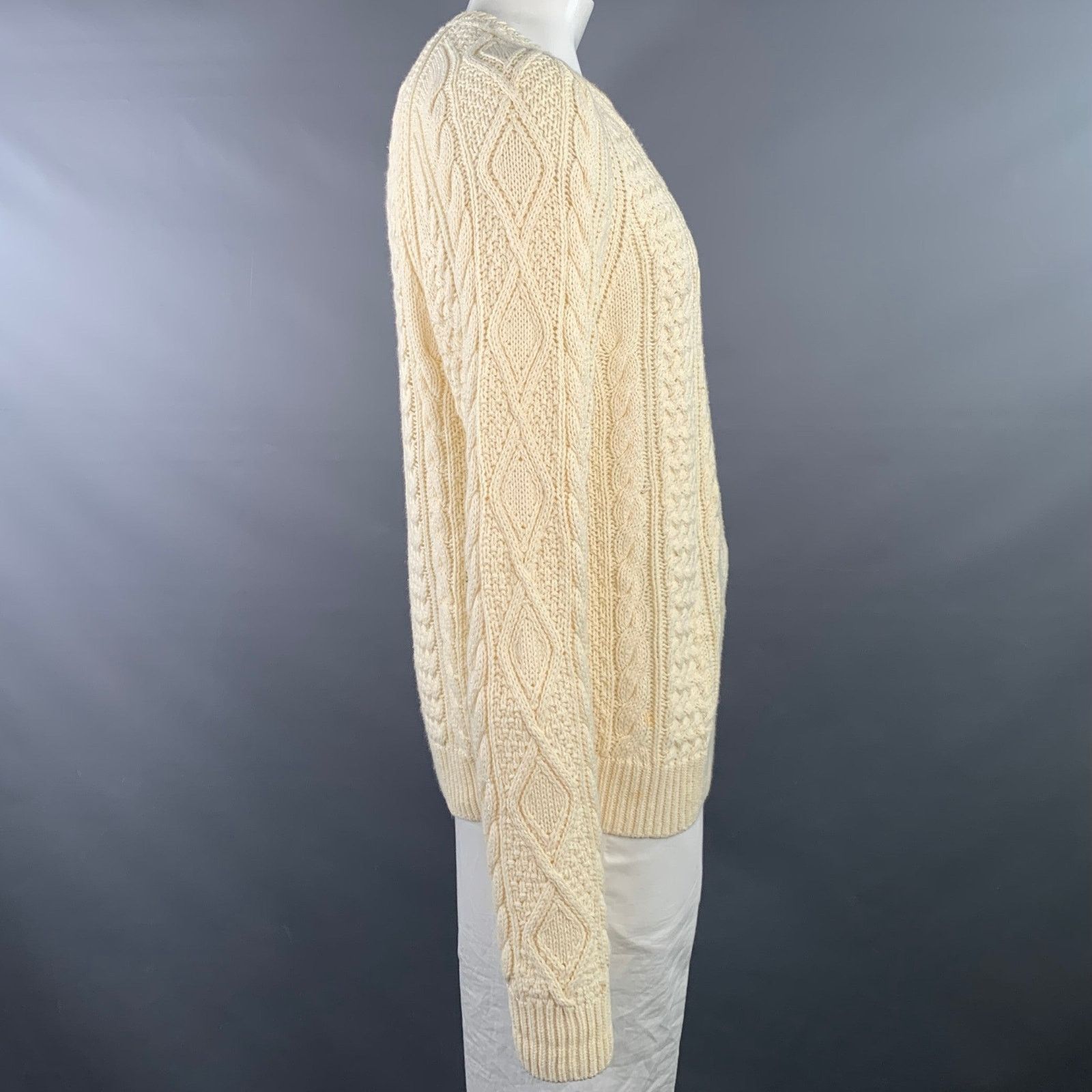 Polo Ralph Lauren Size L Cream Cable Knit Cotton Crew Neck Sweater Size US L / EU 52-54 / 3 - 2 Thumbnail