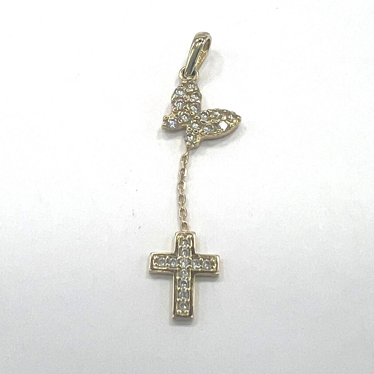 Other 14K Yellow Gold Butterfly & Cross Pendant –Graceful Design Size ONE SIZE - 4 Thumbnail