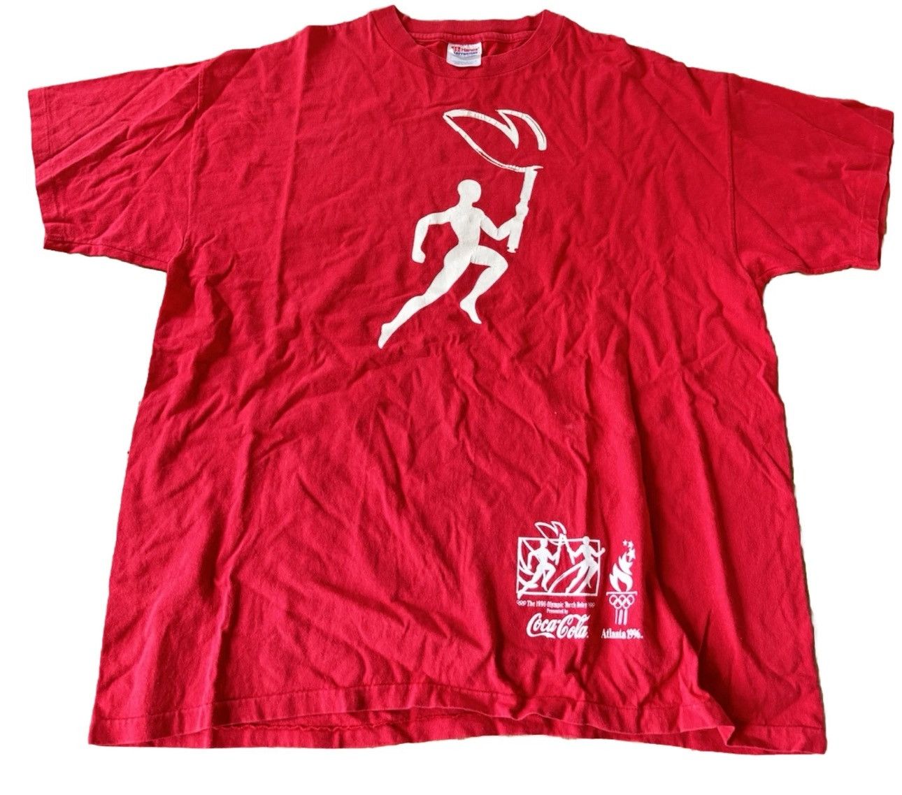 Coca Cola × Vintage Vintage Coca Cola Olympics T-Shirt Size XL Red Coke 90s Tee Size US XL / EU 56 / 4 - 1 Thumbnail