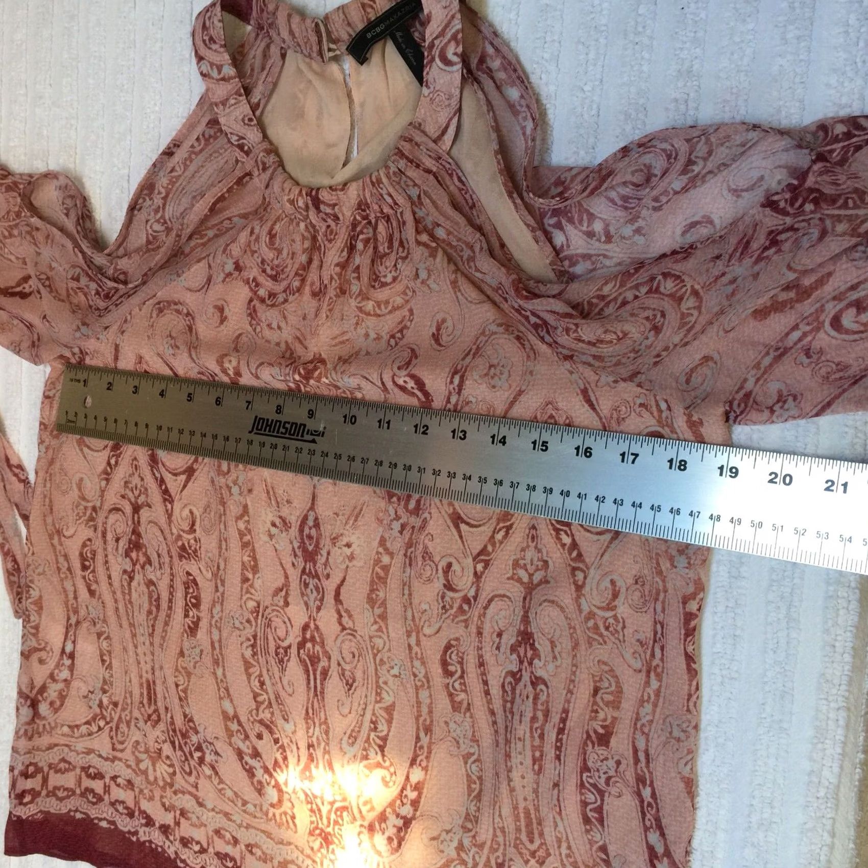 Bcbgmaxazria BCBGMAXAZRIA Women Blouse Small Floral Paisley Cold Shoulder Top Size S / US 4 / IT 40 - 7 Thumbnail