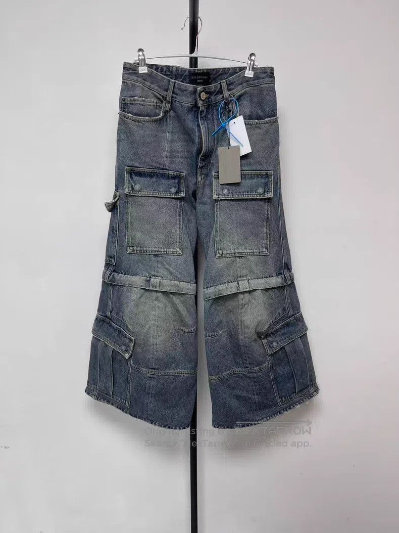 Balenciaga size XS Sun Bleached Light Indigo Denim Bell Bo