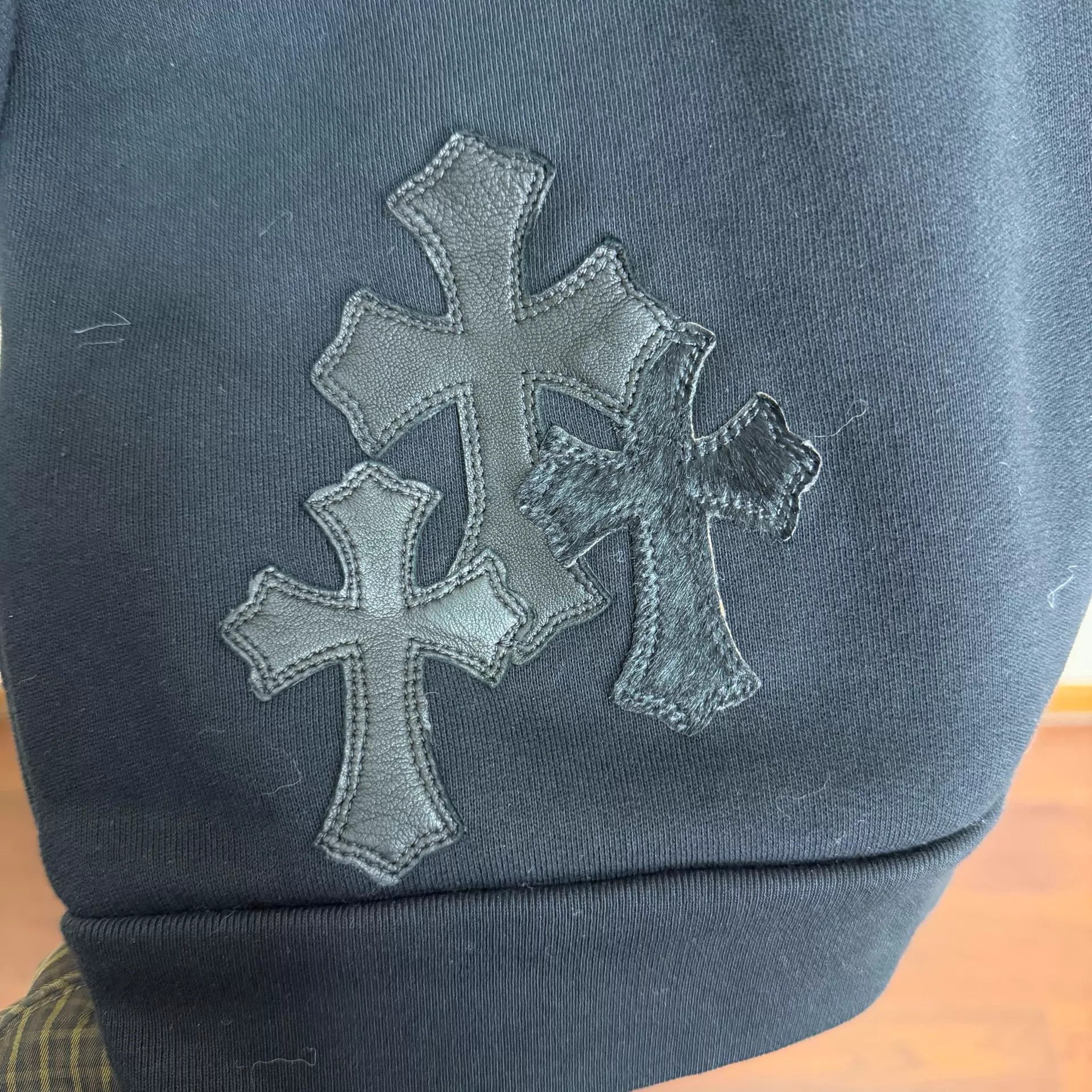 Chrome Hearts Chrome Hearts Black Leather Patch Cross Hoodie XS Size US XS / EU 42 / 0 - 4 Thumbnail
