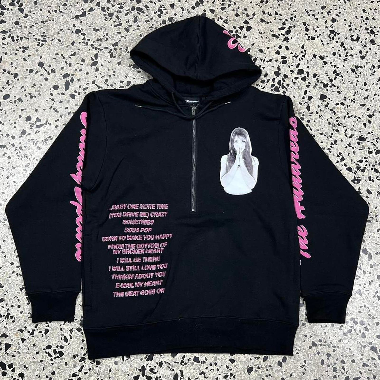 image of Britney Spears X The Hundreds Embroidered Half Zip Hoodie: in Black, Men's (Size Large)