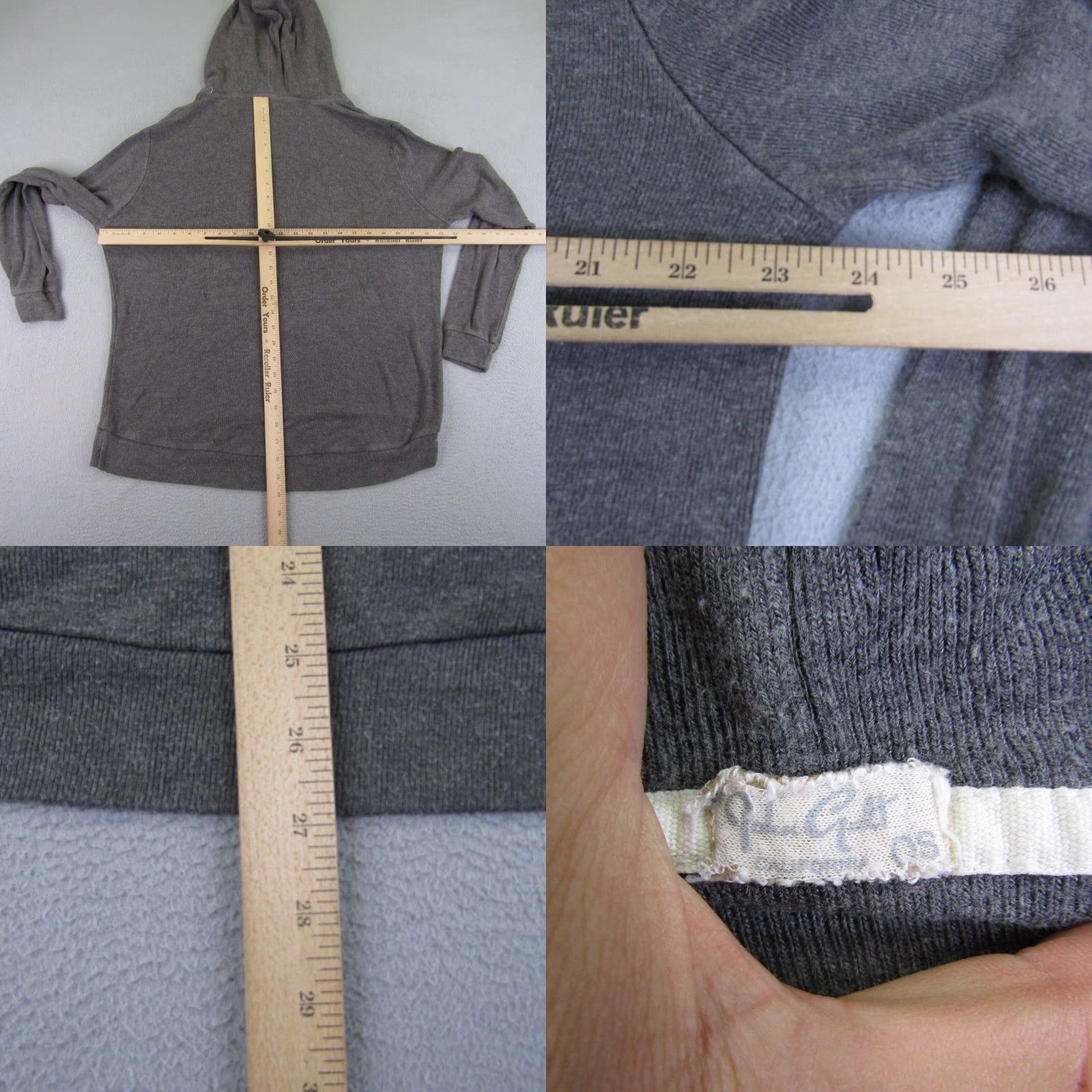 Vintage VINTAGE John Galt Hoodie Sweater Womens One Size Gray Pullover Knit Cotton Blend Pockets Hooded Stretch Size ONE SIZE - 8 Thumbnail