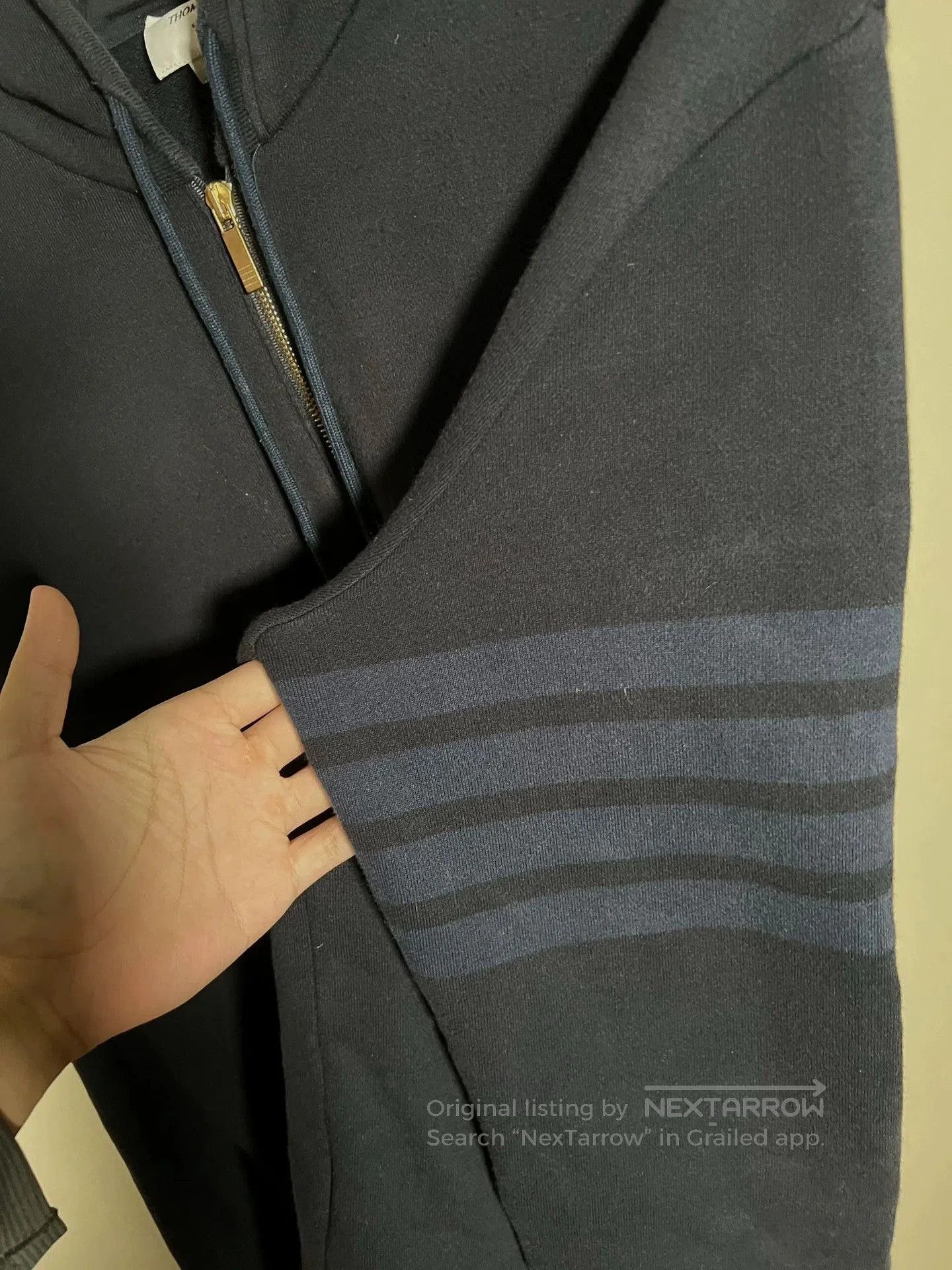 Thom Browne thom browne navy zip-up hoodie with stripes. Size US M / EU 48-50 / 2 - 2 Thumbnail