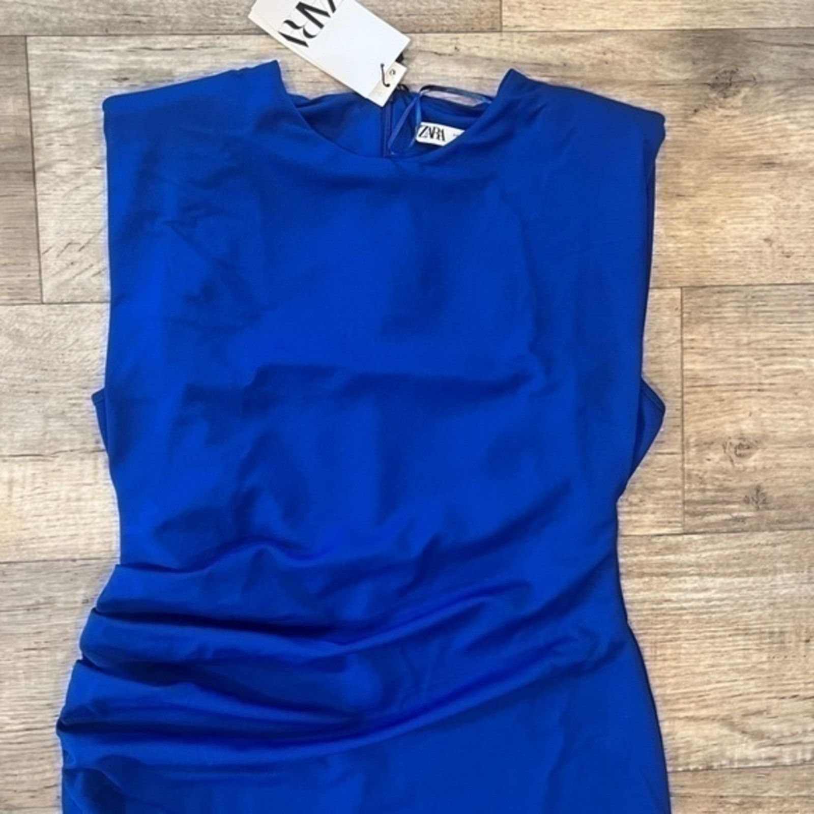 Zara ZARA Blue Shoulder Pad Midi Dress NWT Size M / US 6-8 / IT 42-44 - 20 Thumbnail