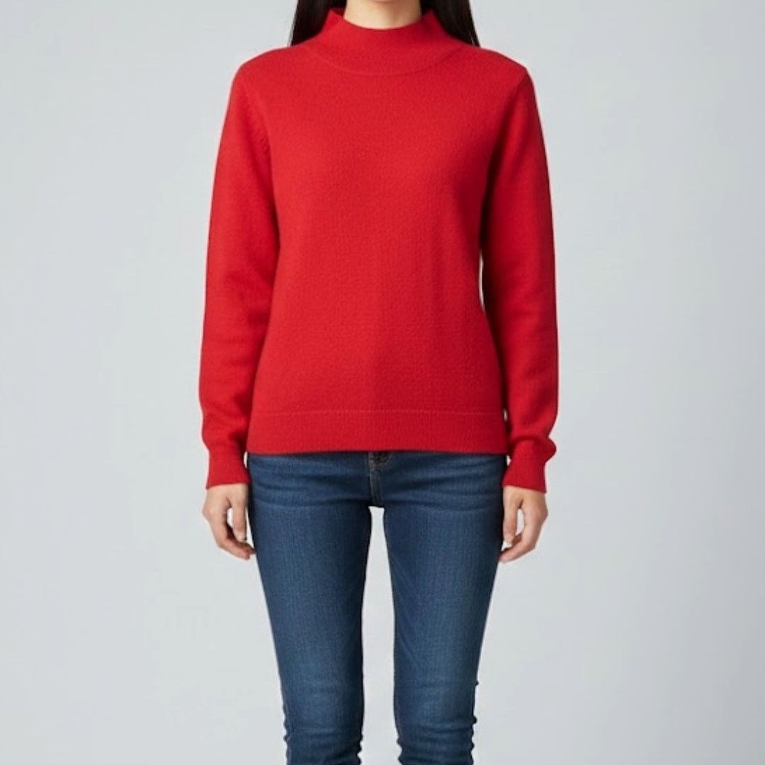 Pendleton Pendleton Red Mock Neck Cotton Sweater Womens Small Petite Size S / US 4 / IT 40 - 2 Thumbnail
