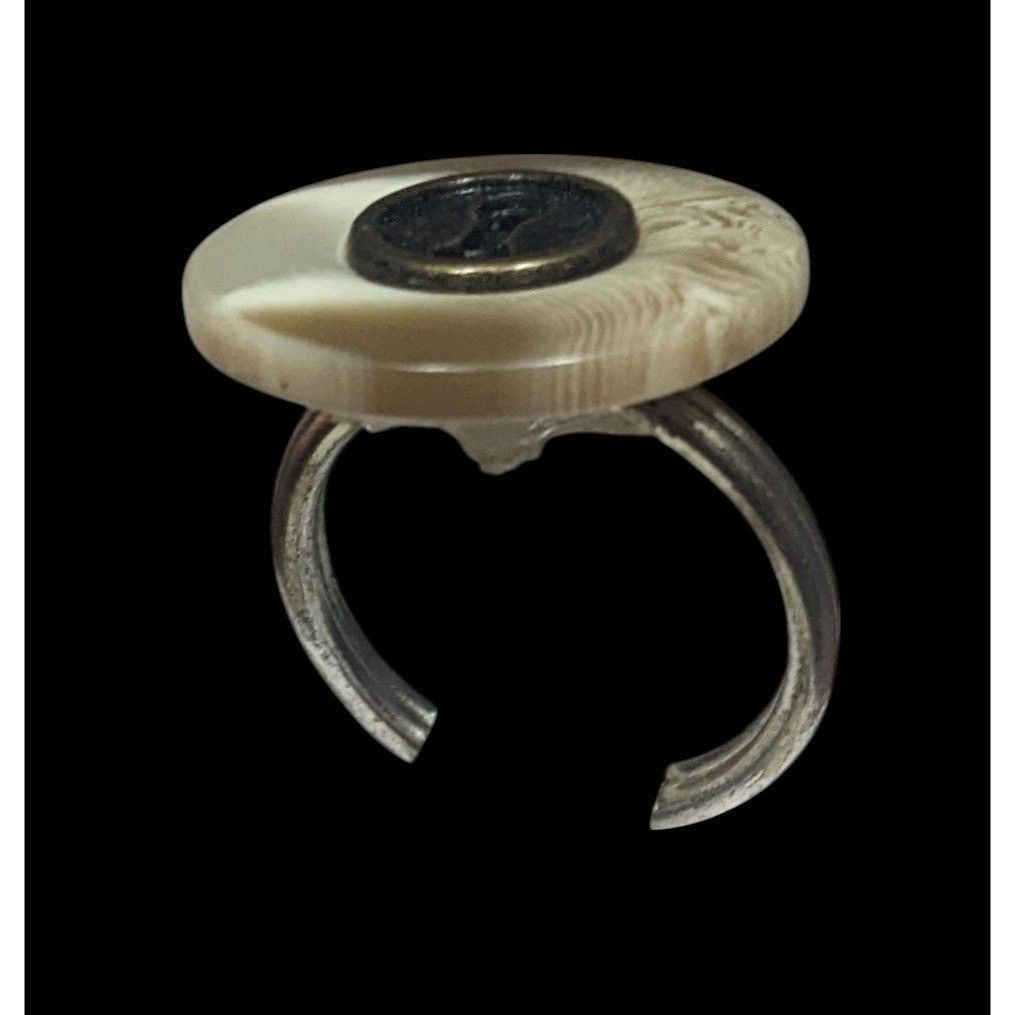 Other Handmade Upcycled Tan Button Ring Size 6 Size ONE SIZE - 8 Thumbnail